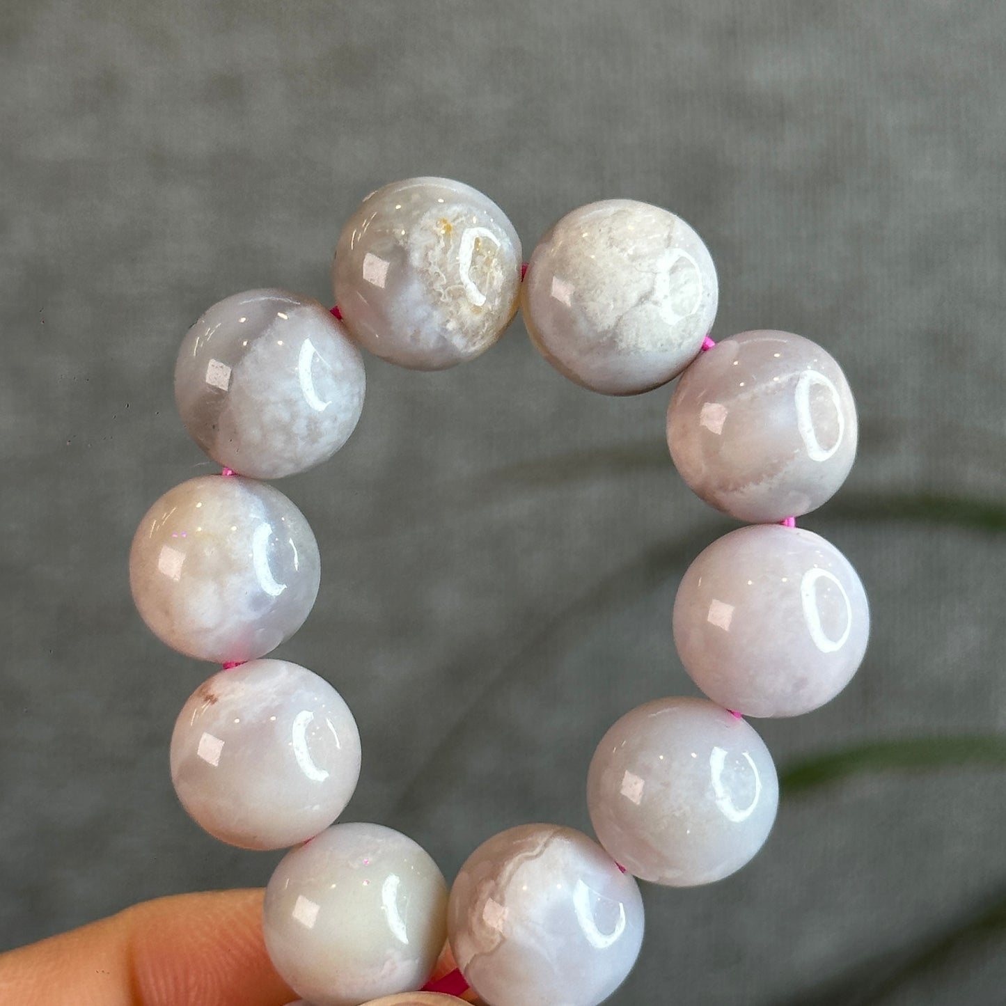 Natural Purple Floral Agate Bracelet Size 11 mm