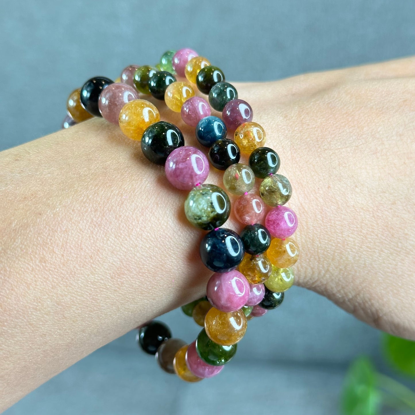 Natural Multi-Colour Tourmaline Bracelet Size 9 mm