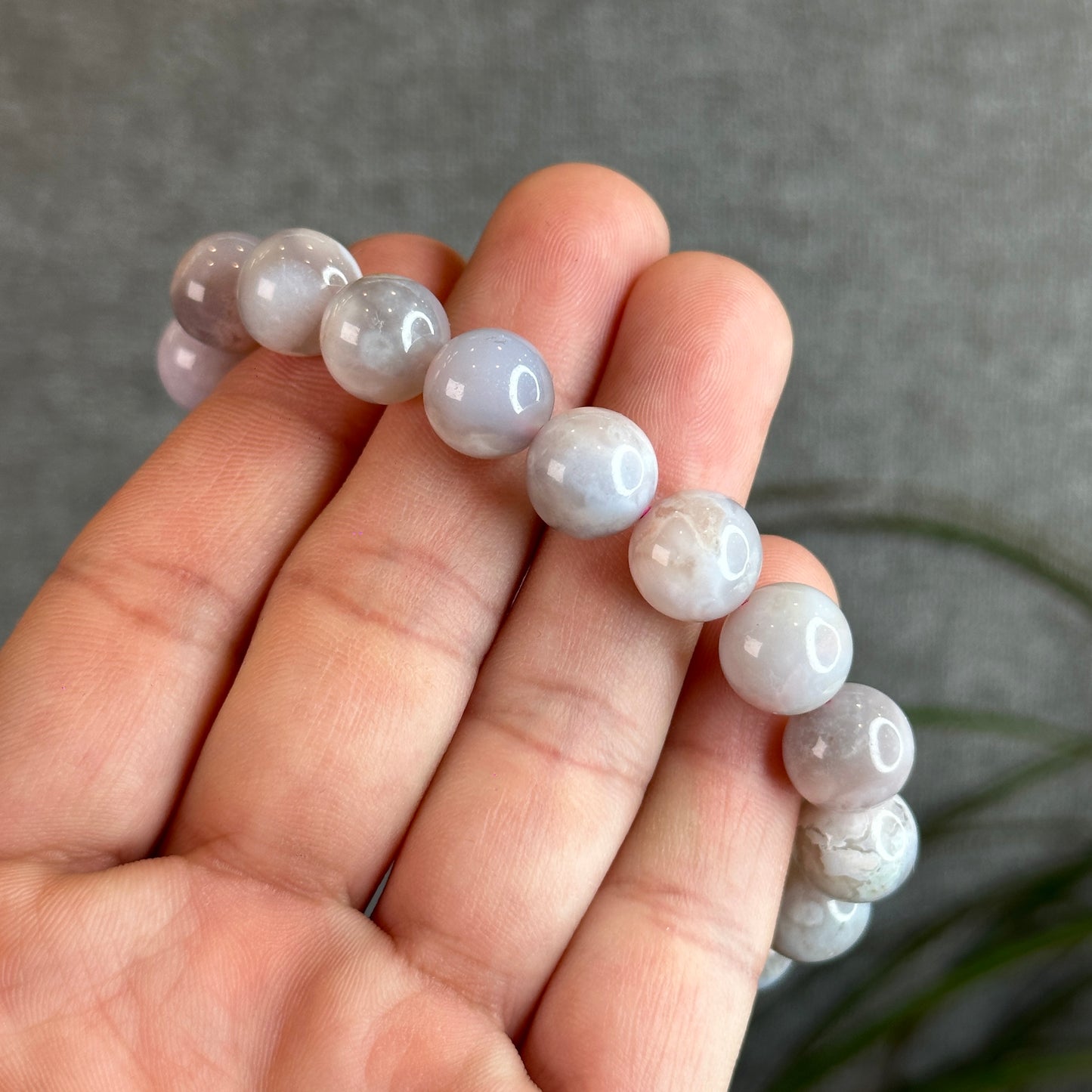 Natural Purple Floral Agate Bracelet Size 11 mm