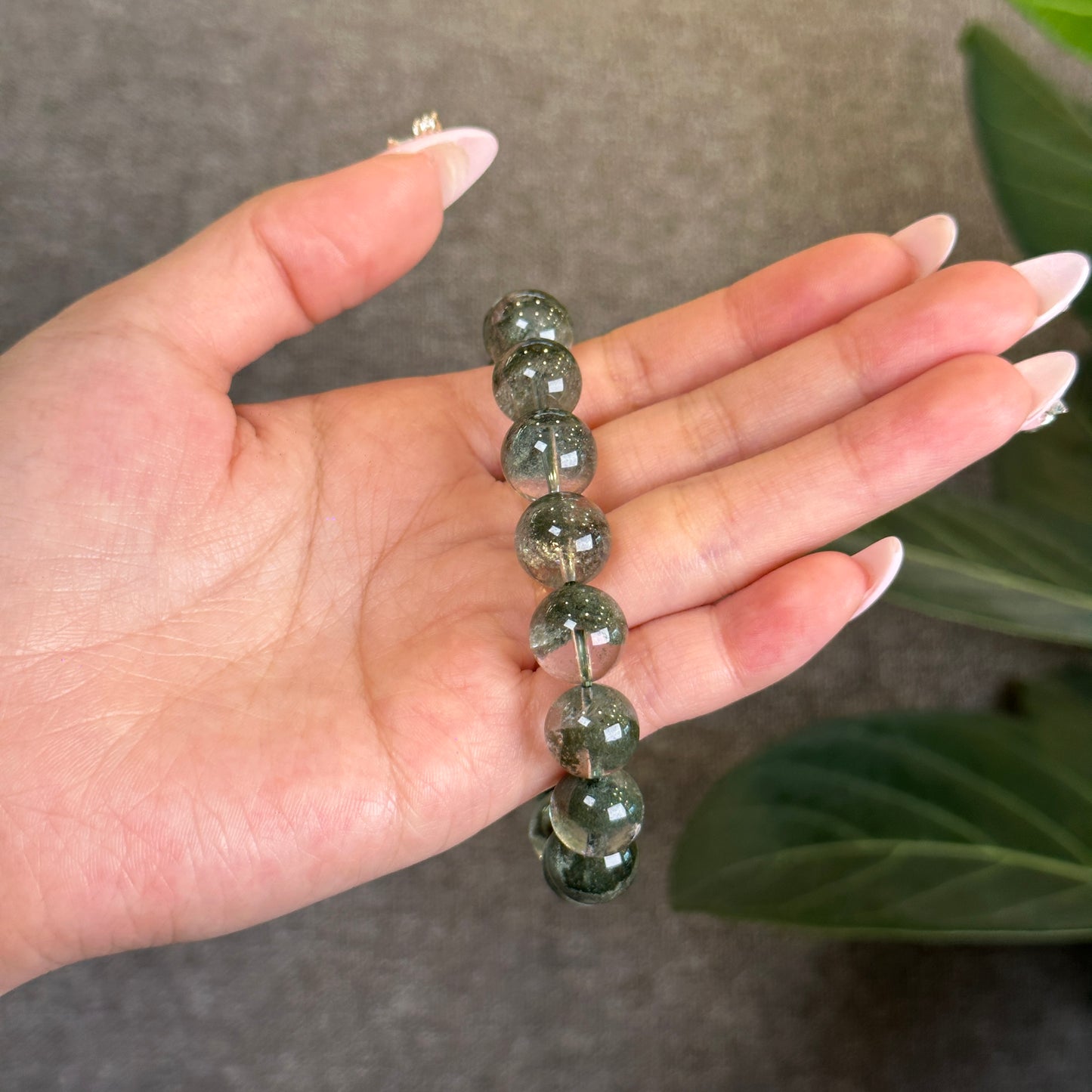 Natural Green Phantom Quartz Bracelet Size 12 mm