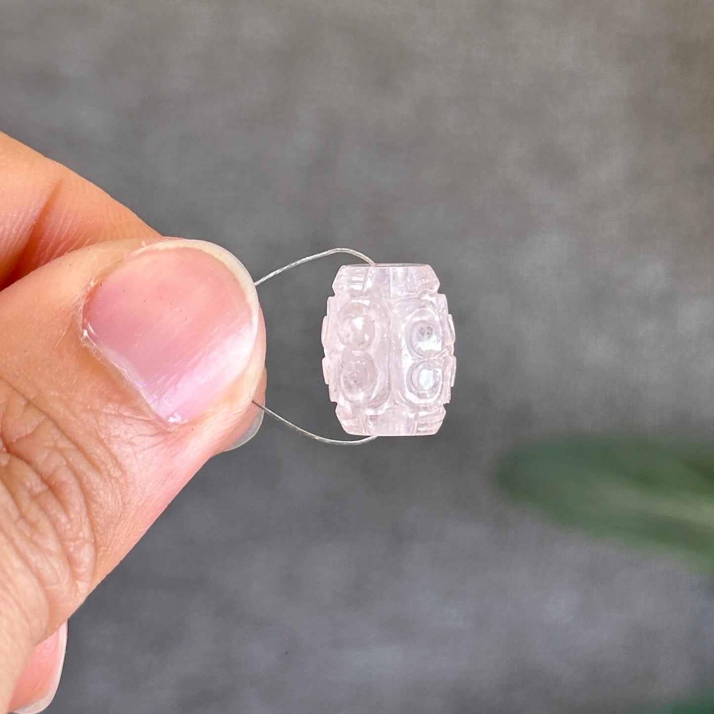 Rose morganite béryl sculpté lu string perle taille 10,5 mm