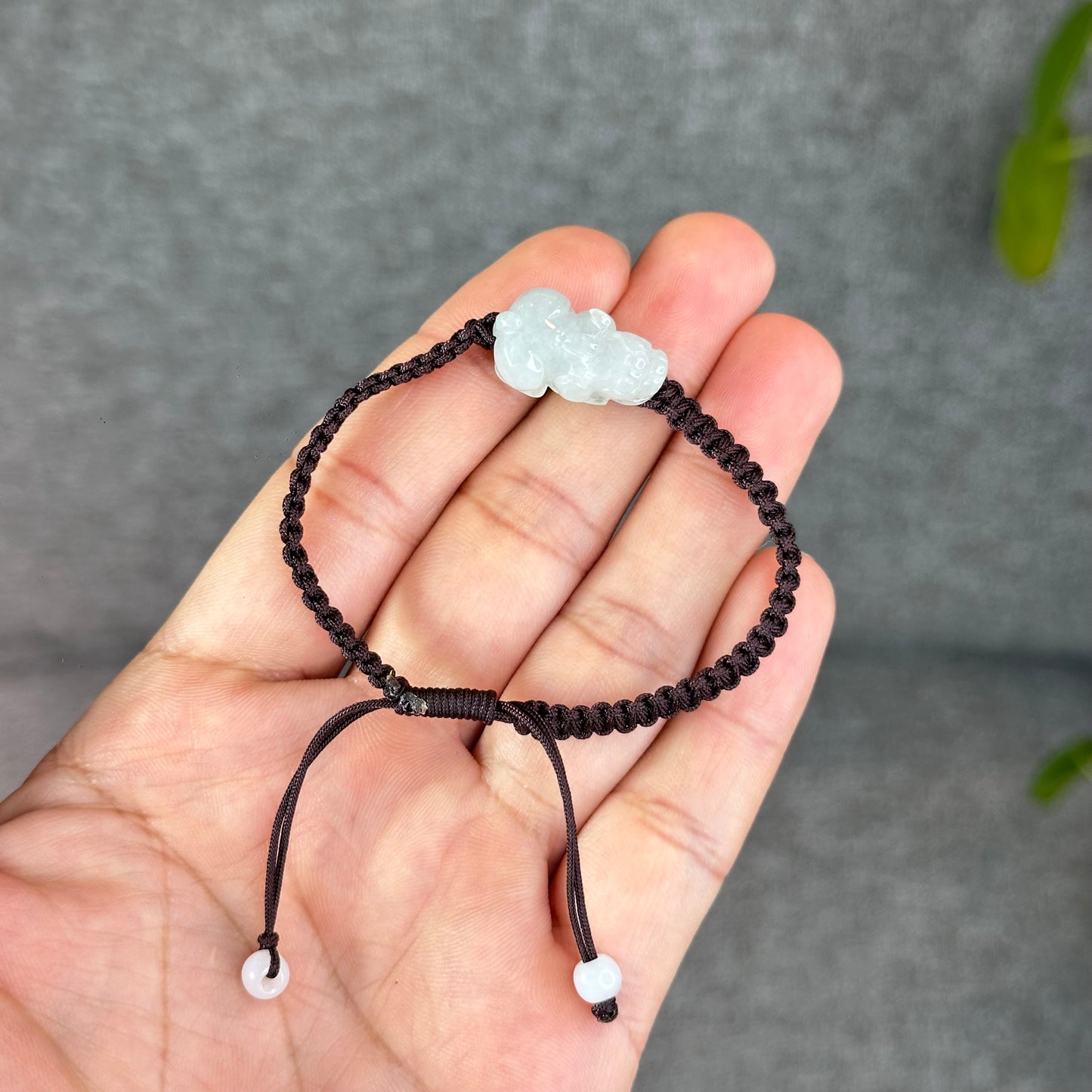 Pixiu Natural Jadeite Jade Braided Bracelet