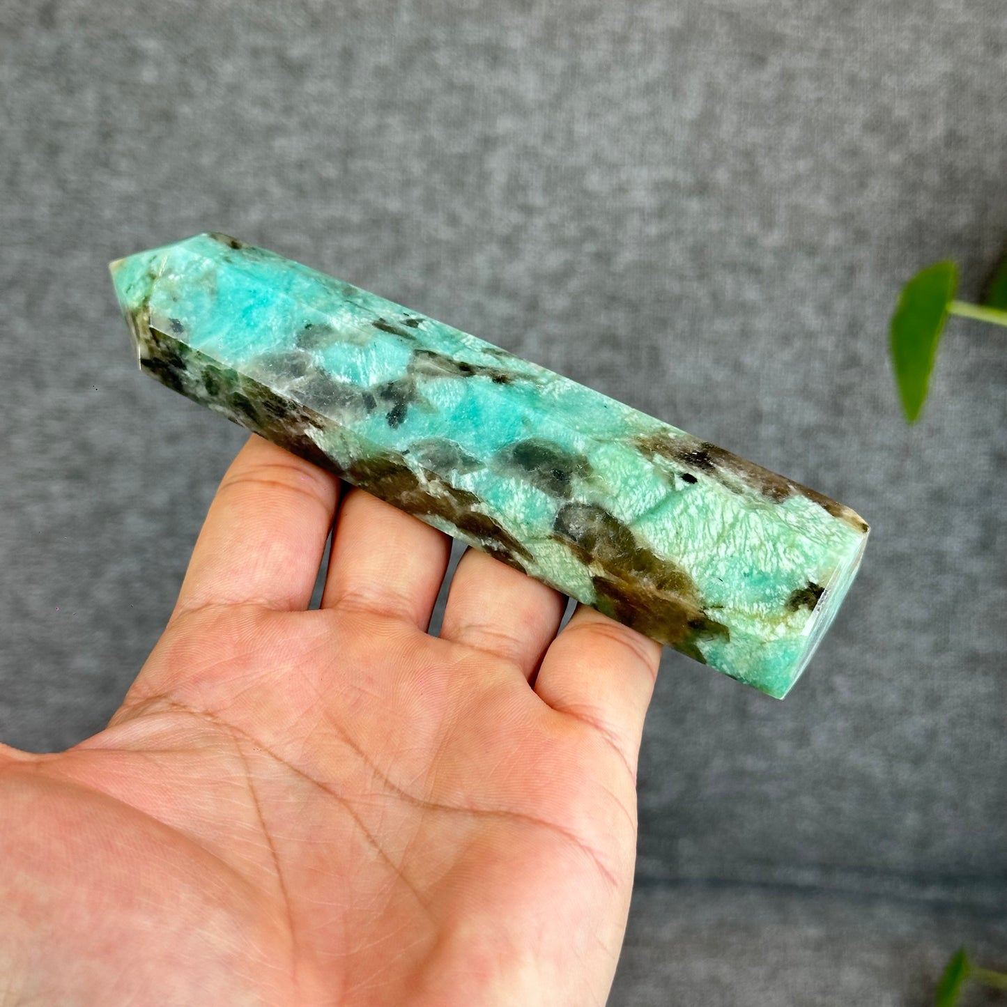 Natural Amazonite with Smokey Quartz Tower