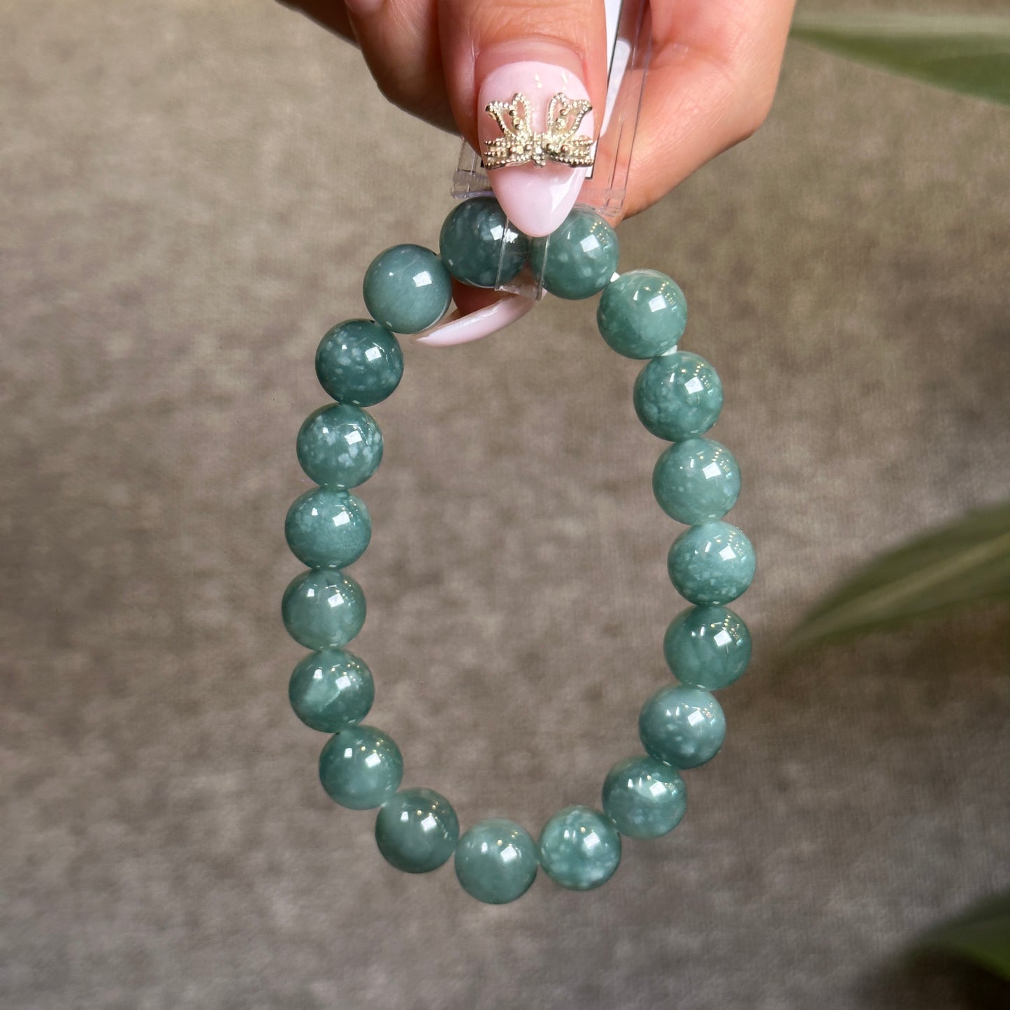 Light Water Green Jadeite Jade Bracelet Size 10 mm