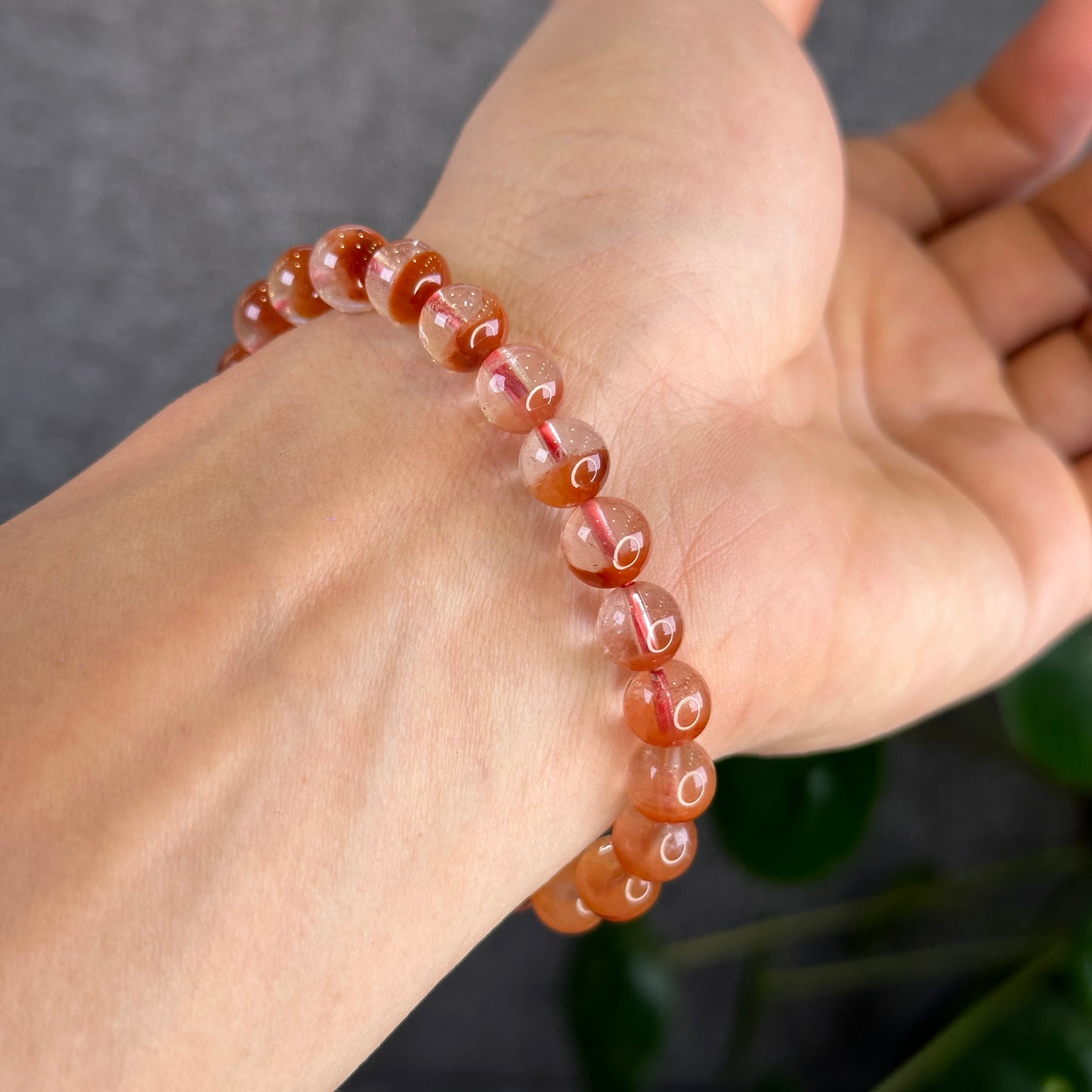 Natural Red Amphibole Bracelet Size 8.2 mm