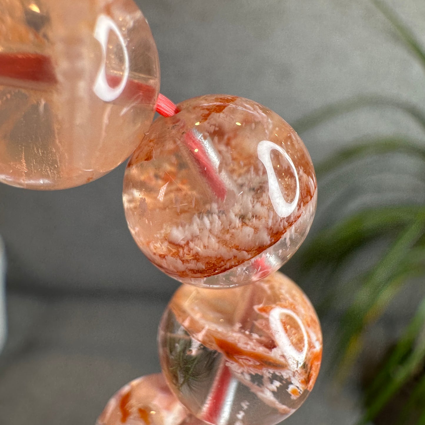 Orange Snowflake Natural Phantom Sericite in Quartz Bracelet Size