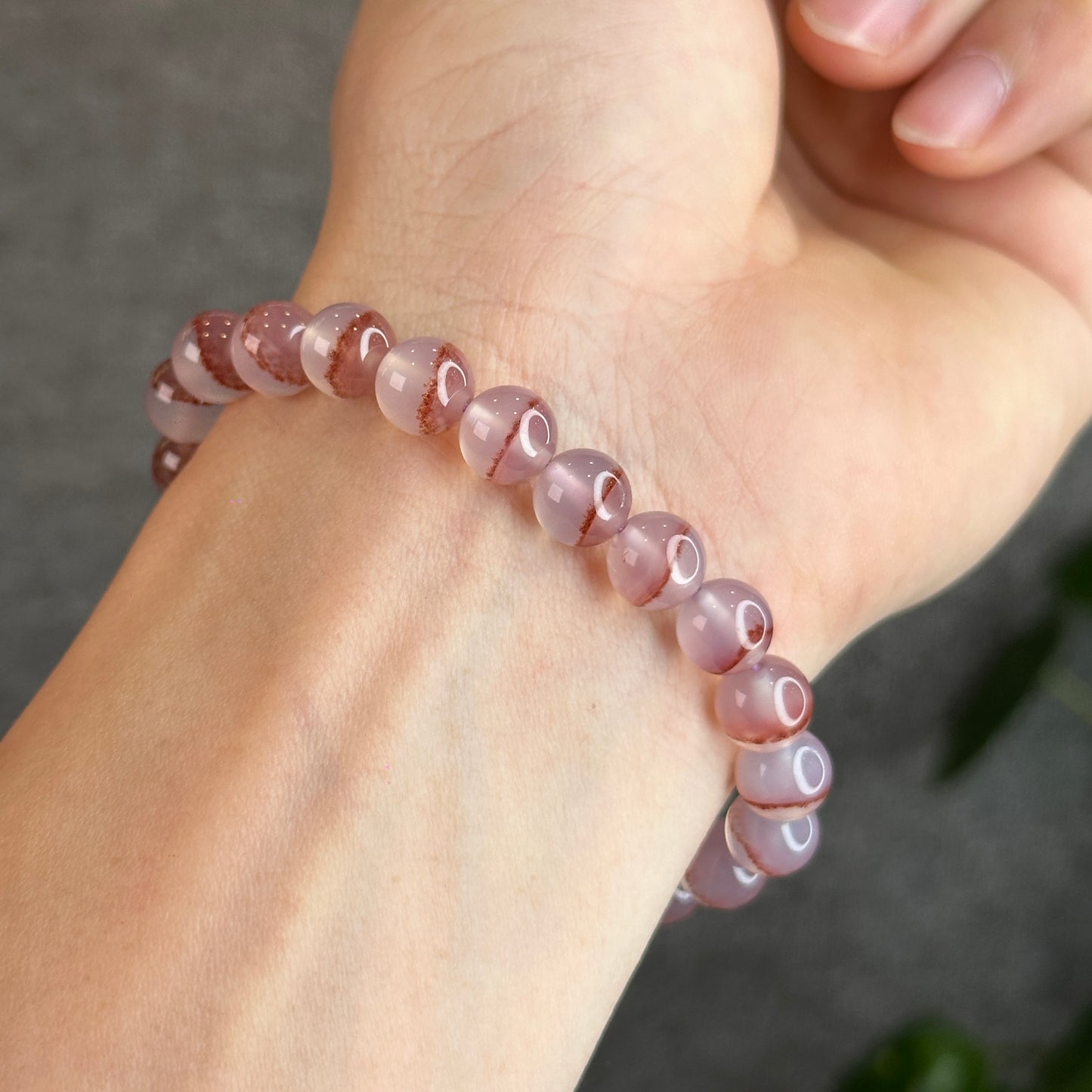 Natural Cinnabar Agate Bracelet Size 8 mm