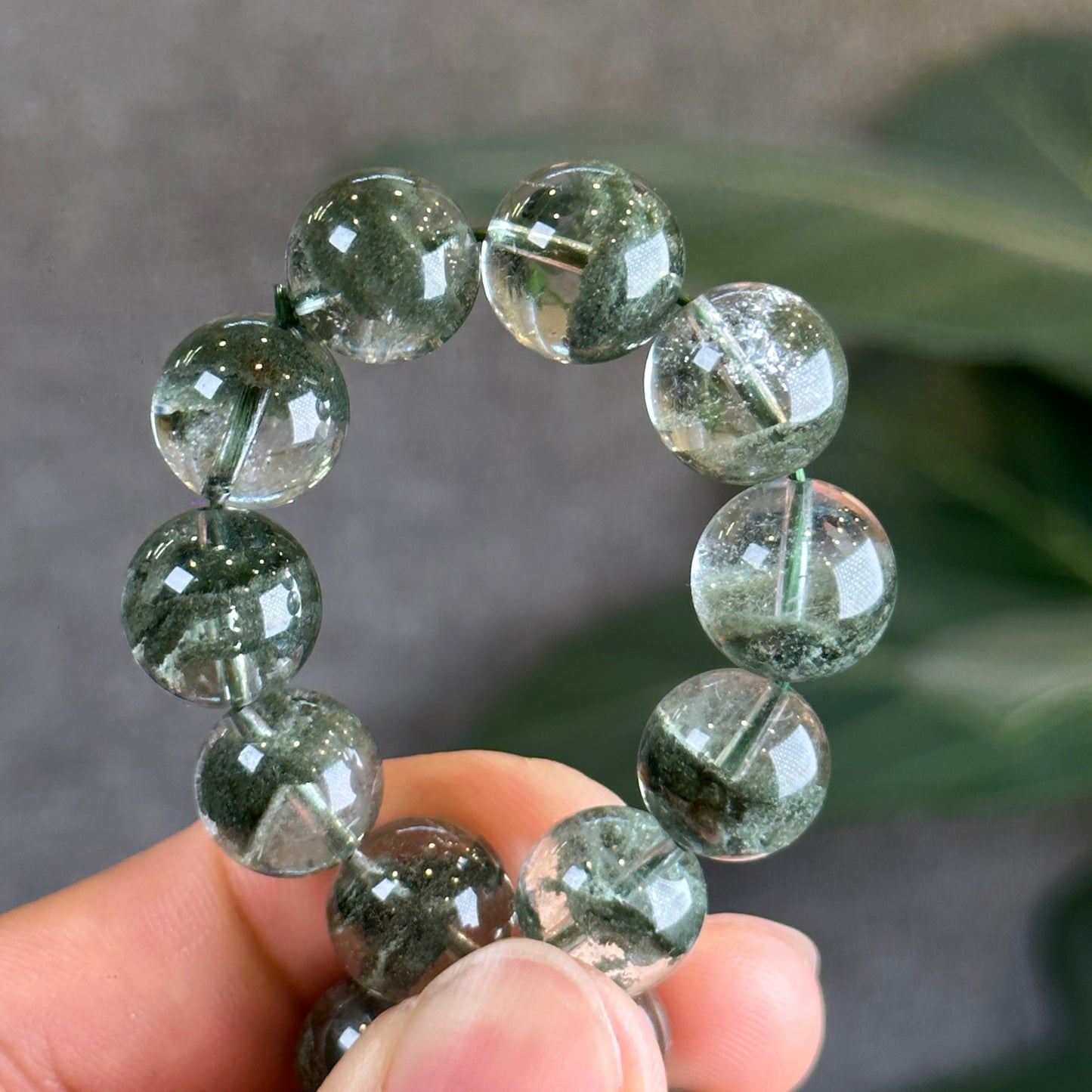 Natural Green Phantom Quartz Bracelet Size 12 mm