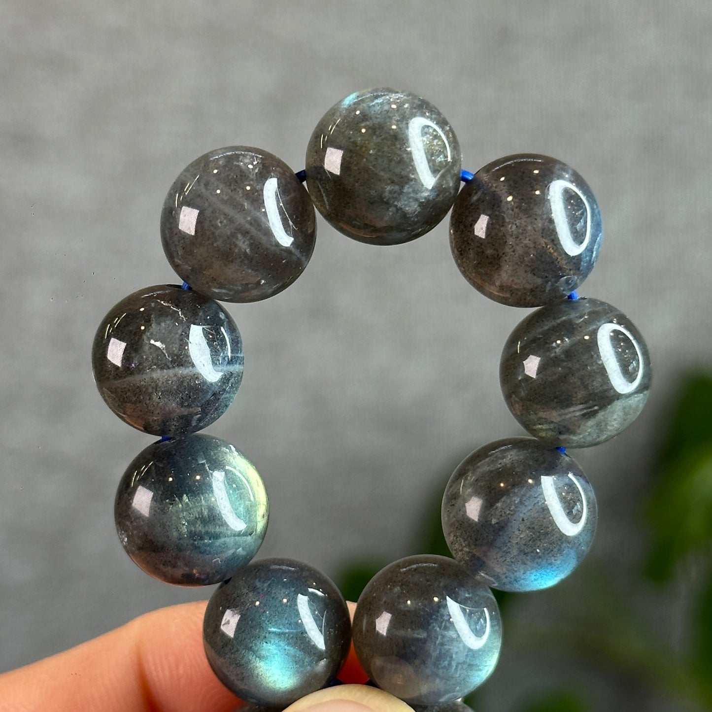 Natural Dark Galaxy Labradorite Bracelet Size 12 mm