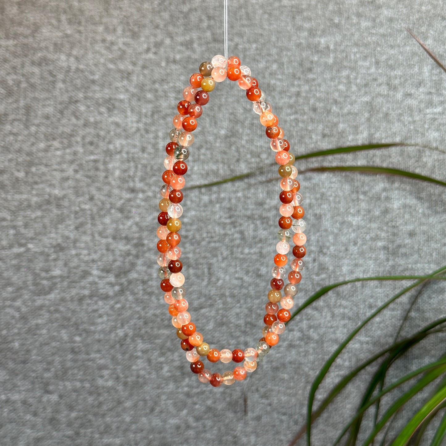 Tri Colour Natural Rutilated Quartz Triple Wrap Bracelet Size 4 mm
