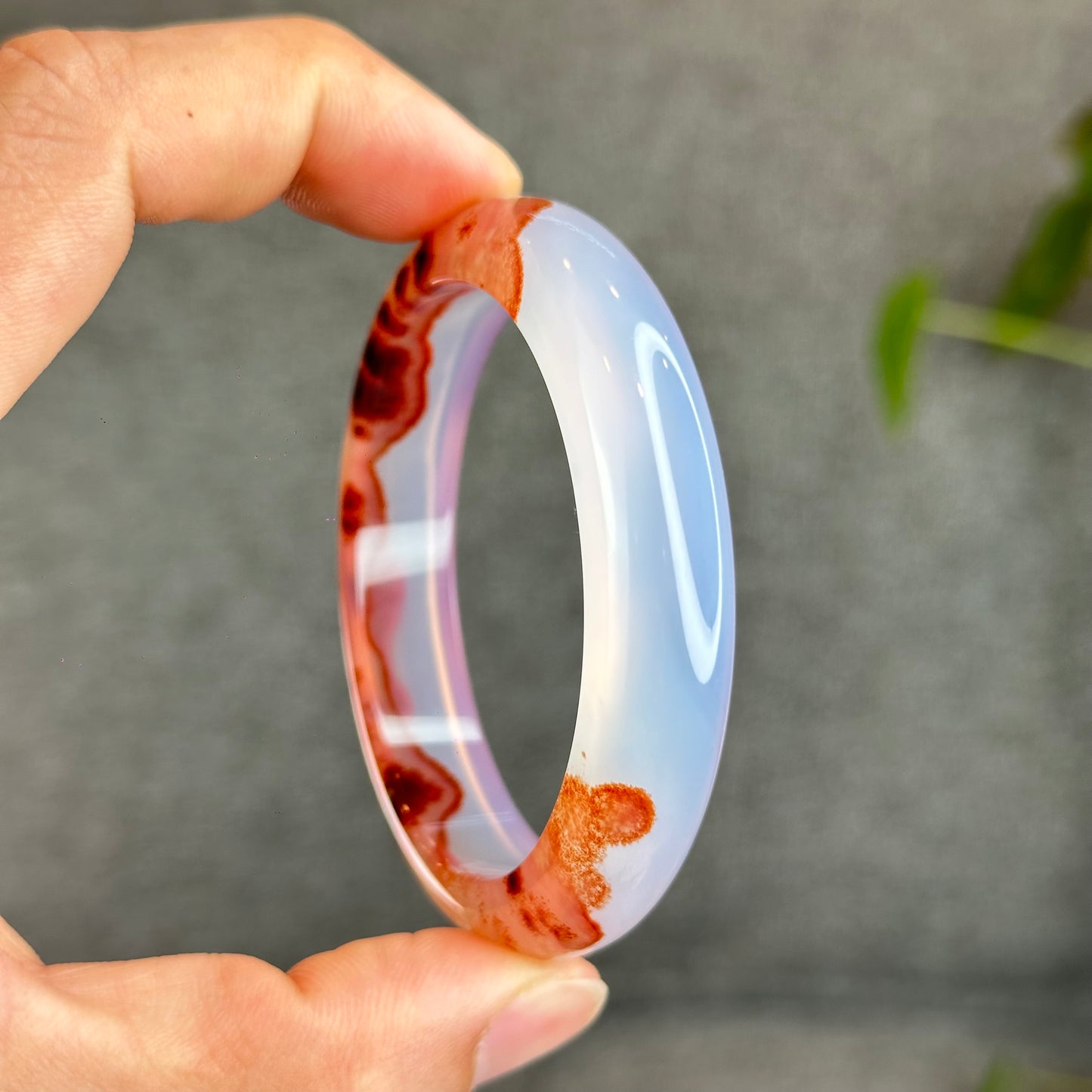 Natural Cinnabar Agate Bangle Size 53.5 mm