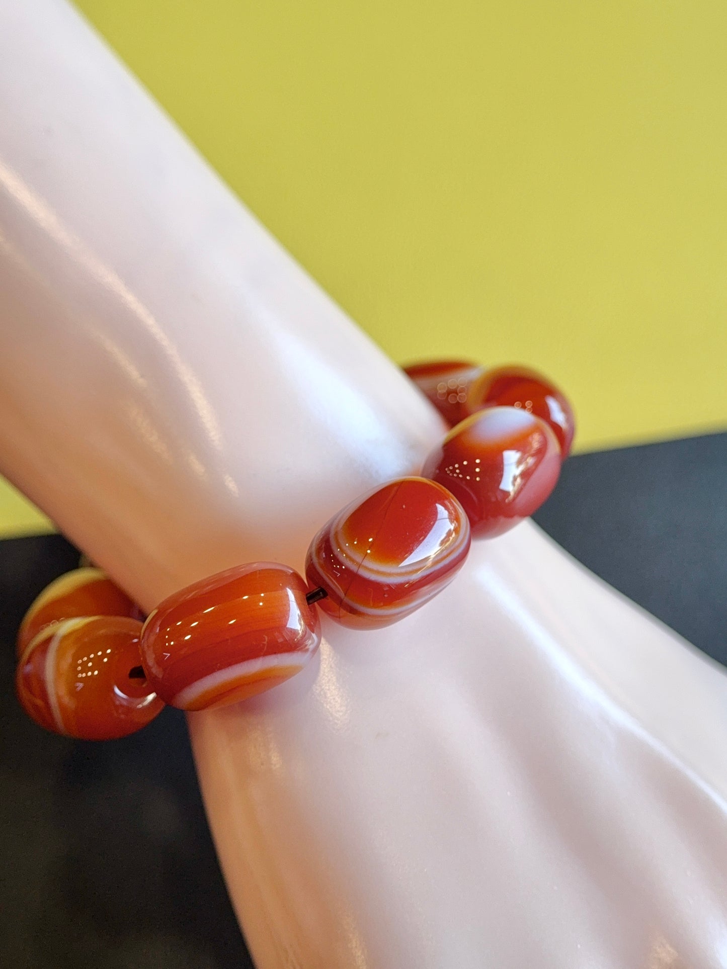 Natural Lu Thong Red Agate Bracelet Size 13.3 mm