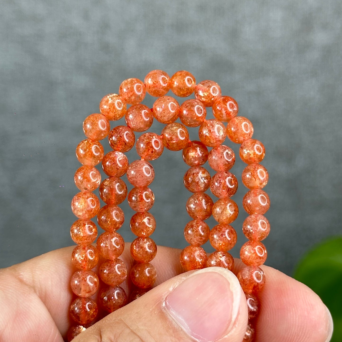 Natural Golden Sunstone Triple Wrap Bracelet Size 5.4 mm