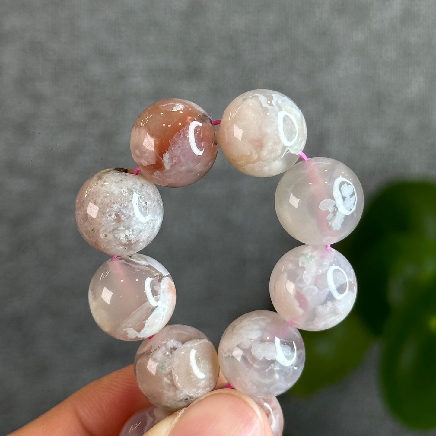Natural Floral Agate Bracelet Size 13.5 mm