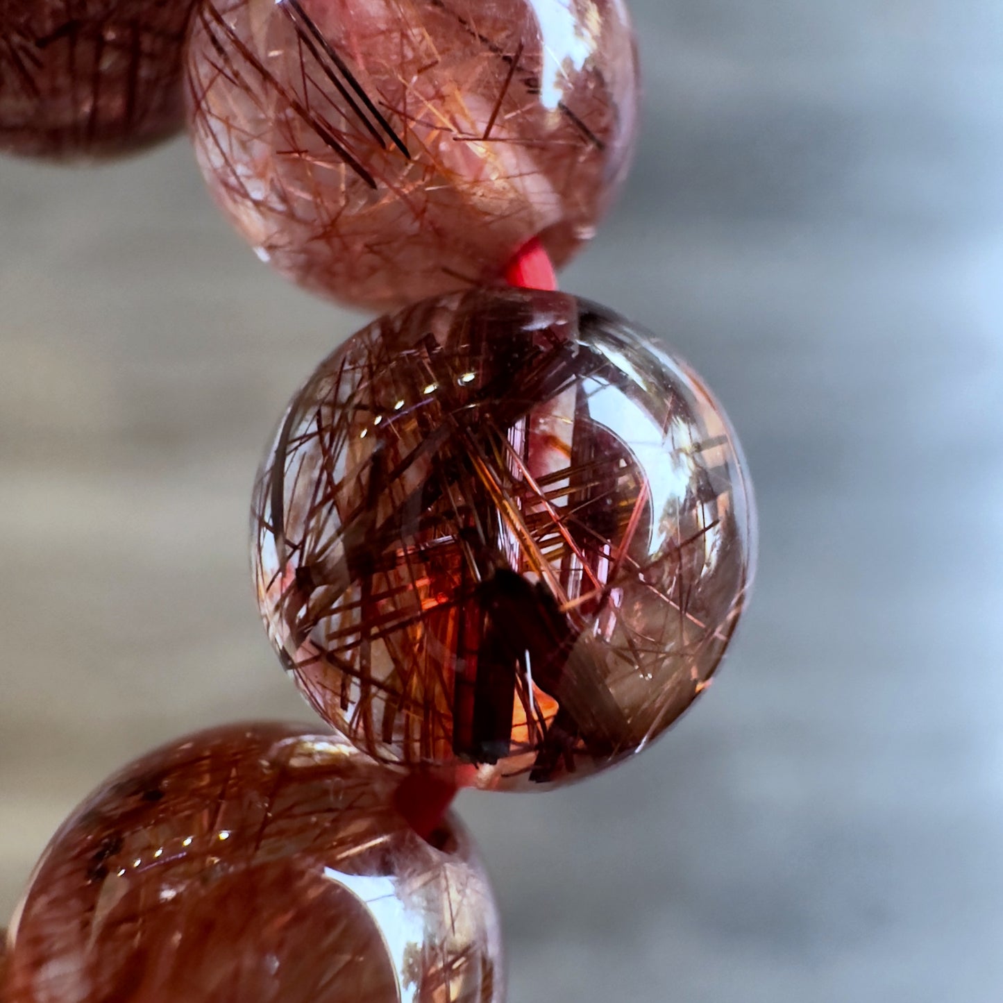 Natural Red Rutilated Quartz Bracelet Size 7.5 mm
