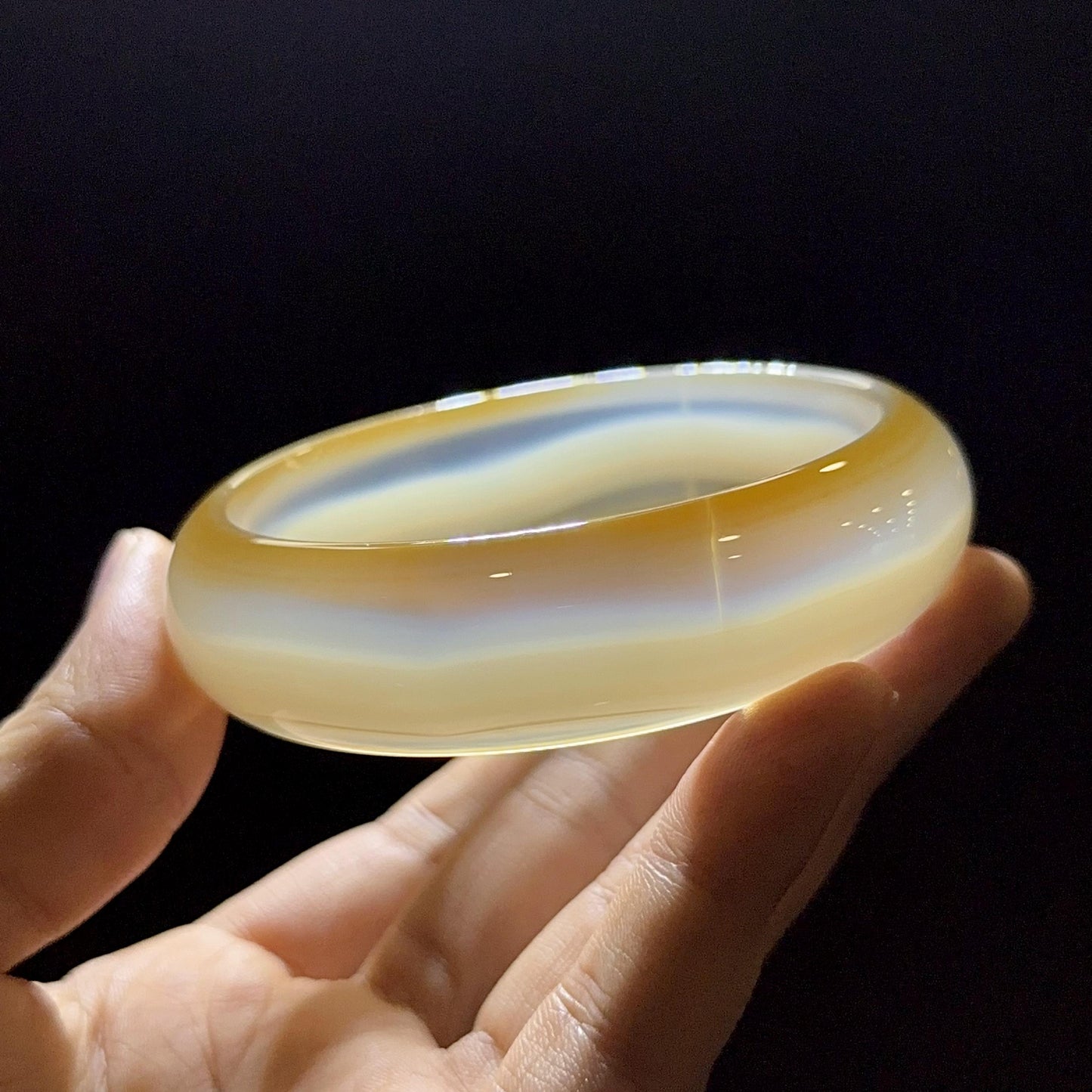 Natural Agate Bangle Leaf Style Size 61 mm