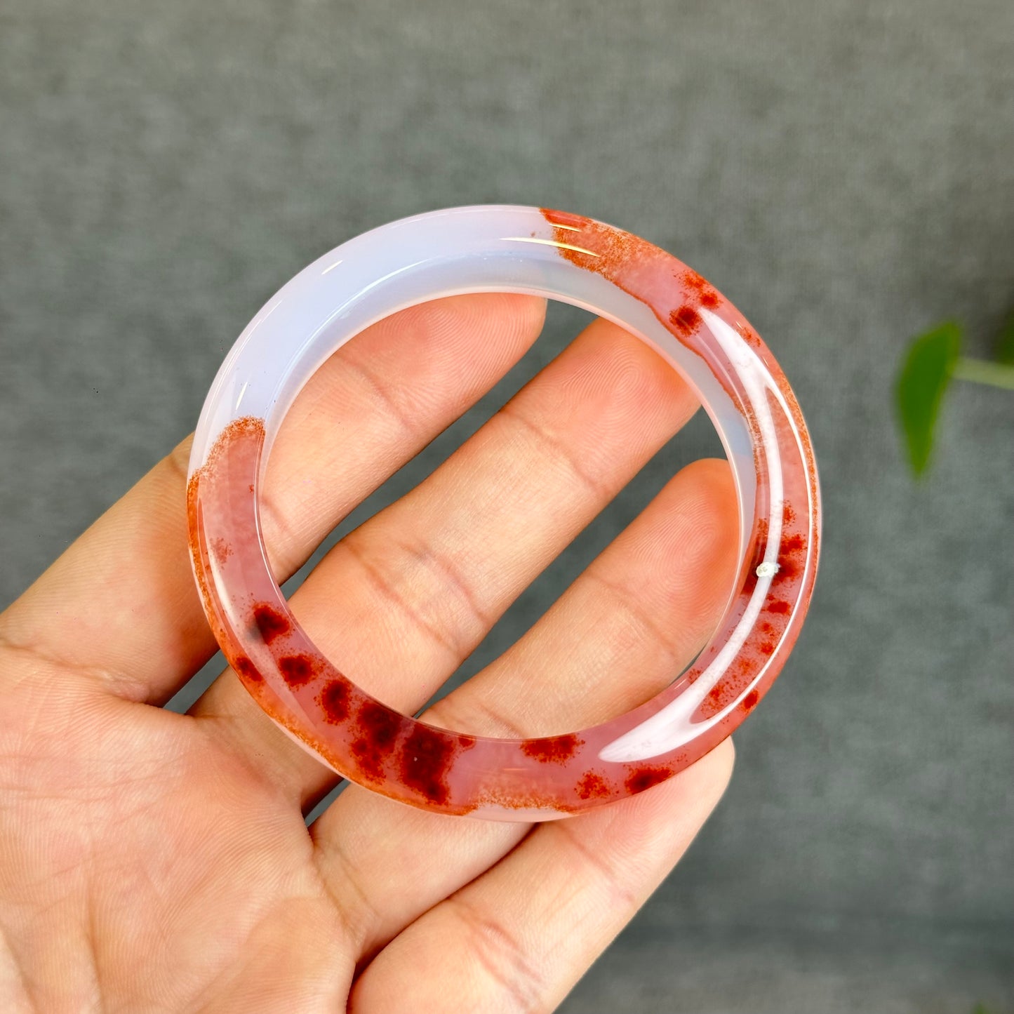 Natural Cinnabar Agate Bangle Size 53.5 mm