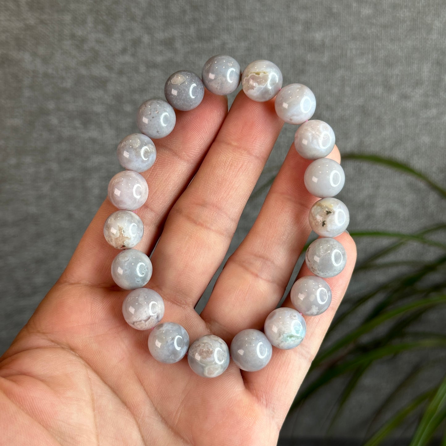 Natural Purple Floral Agate Bracelet Size 11.5 mm