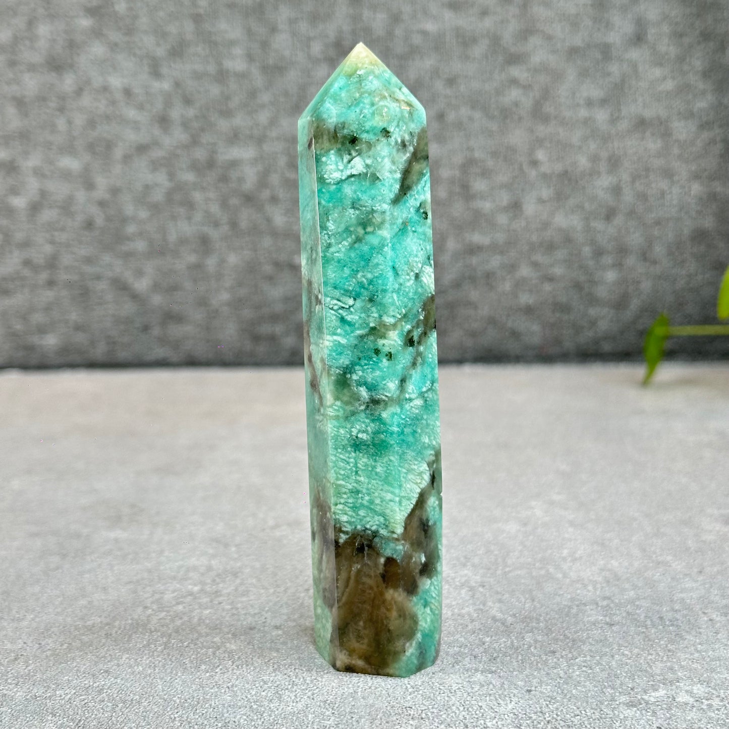 Natural Amazonite with Smokey Quartz Tower