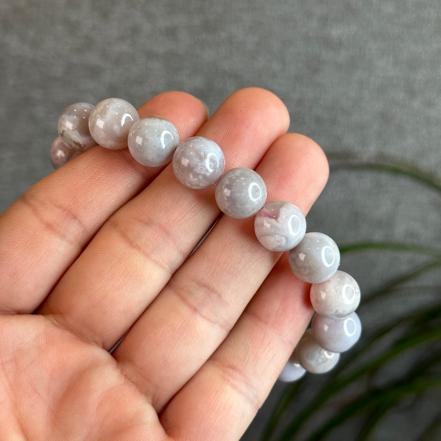 Natural Purple Floral Agate Bracelet Size 11 mm
