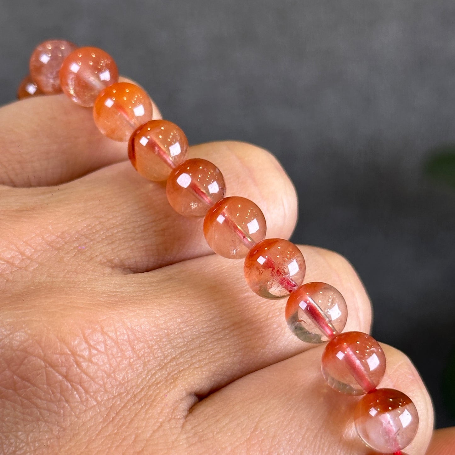 Natural Red Amphibole Bracelet Size 8.2 mm