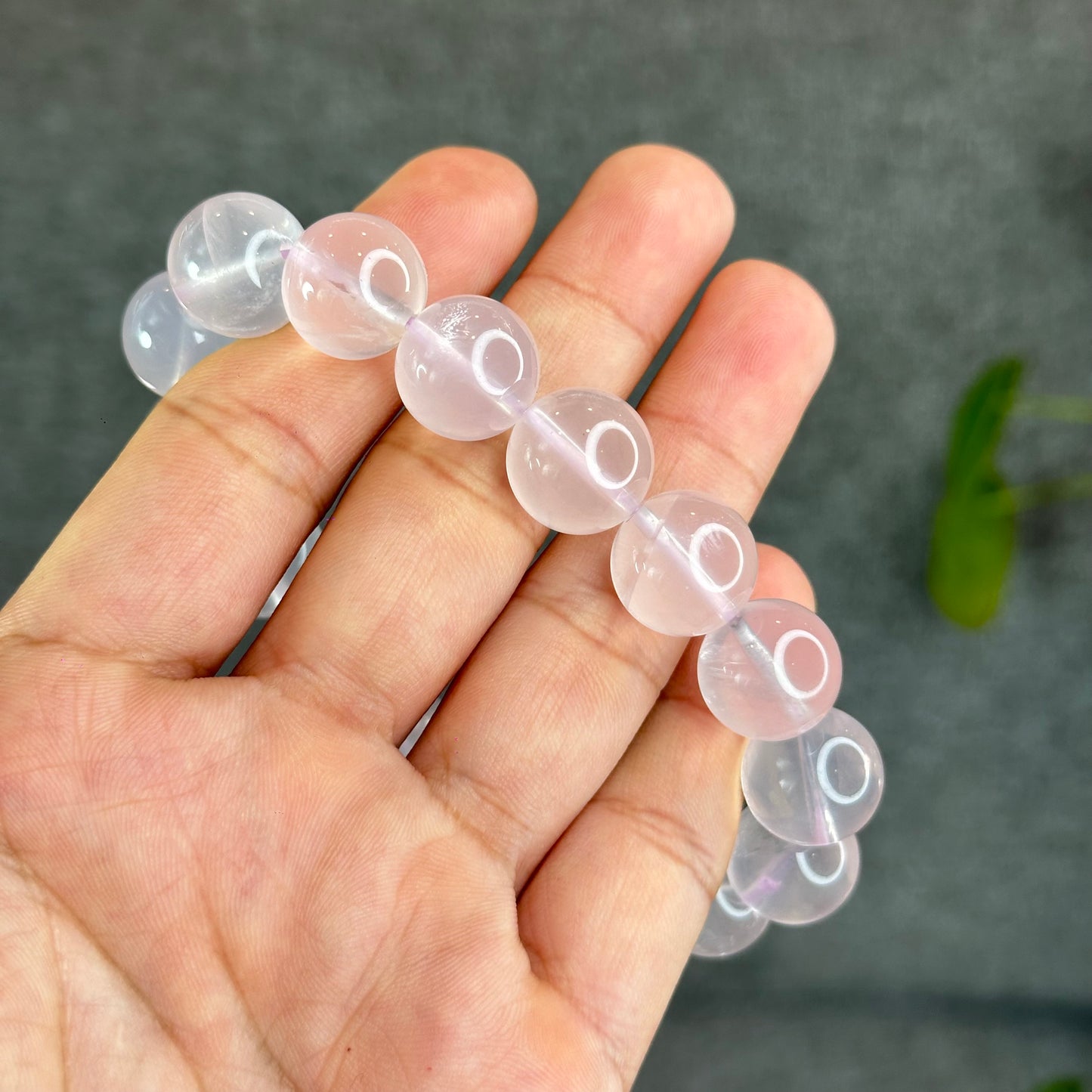Lavender Mozambique Natural Rose Quartz Bracelet Size 14 mm