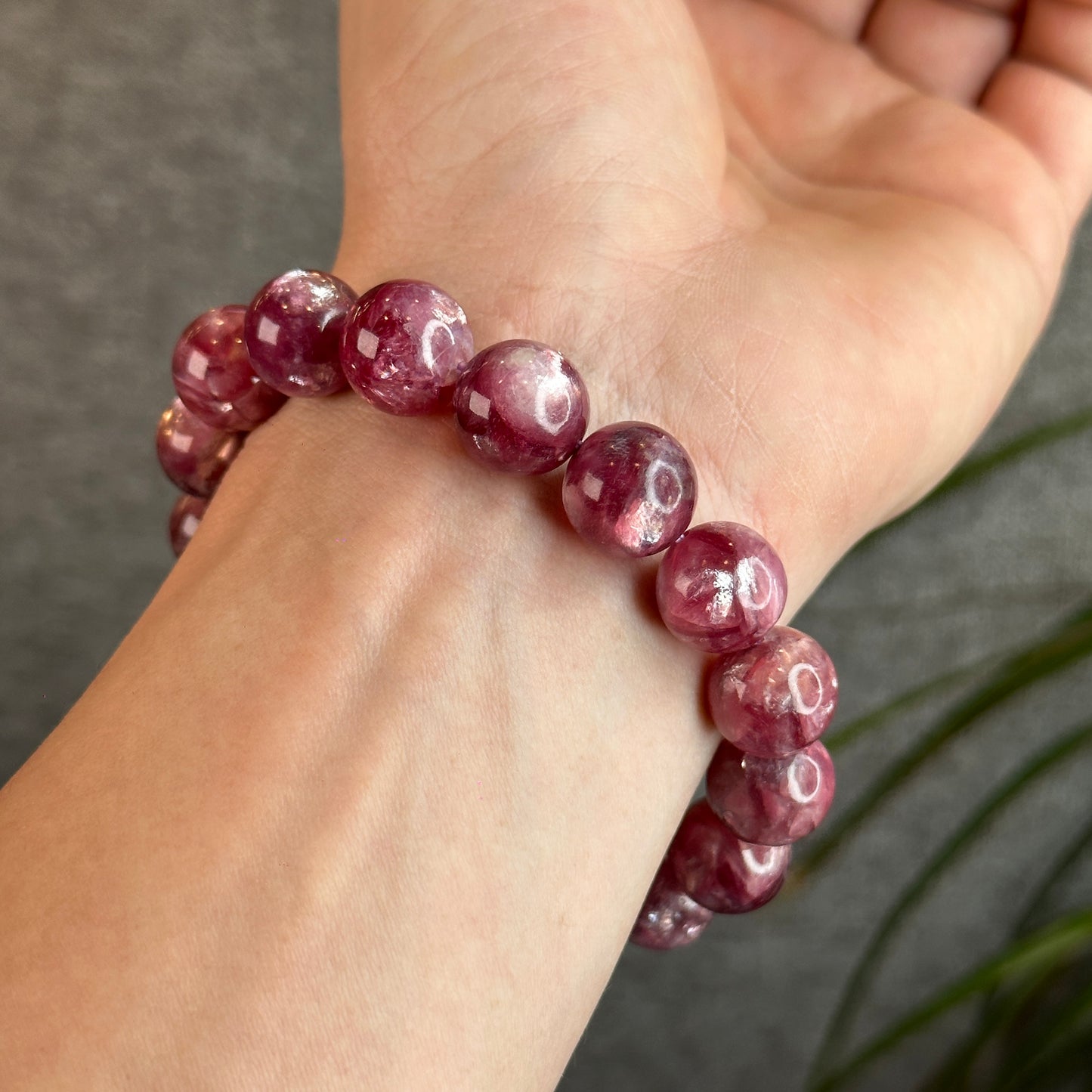 Dark Pink Natural Muscovite Bracelet Size 12.5 mm