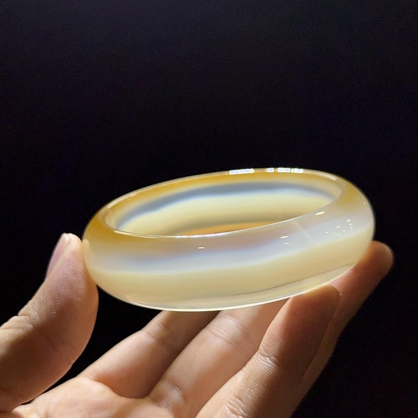 Natural Agate Bangle Leaf Style Size 61 mm