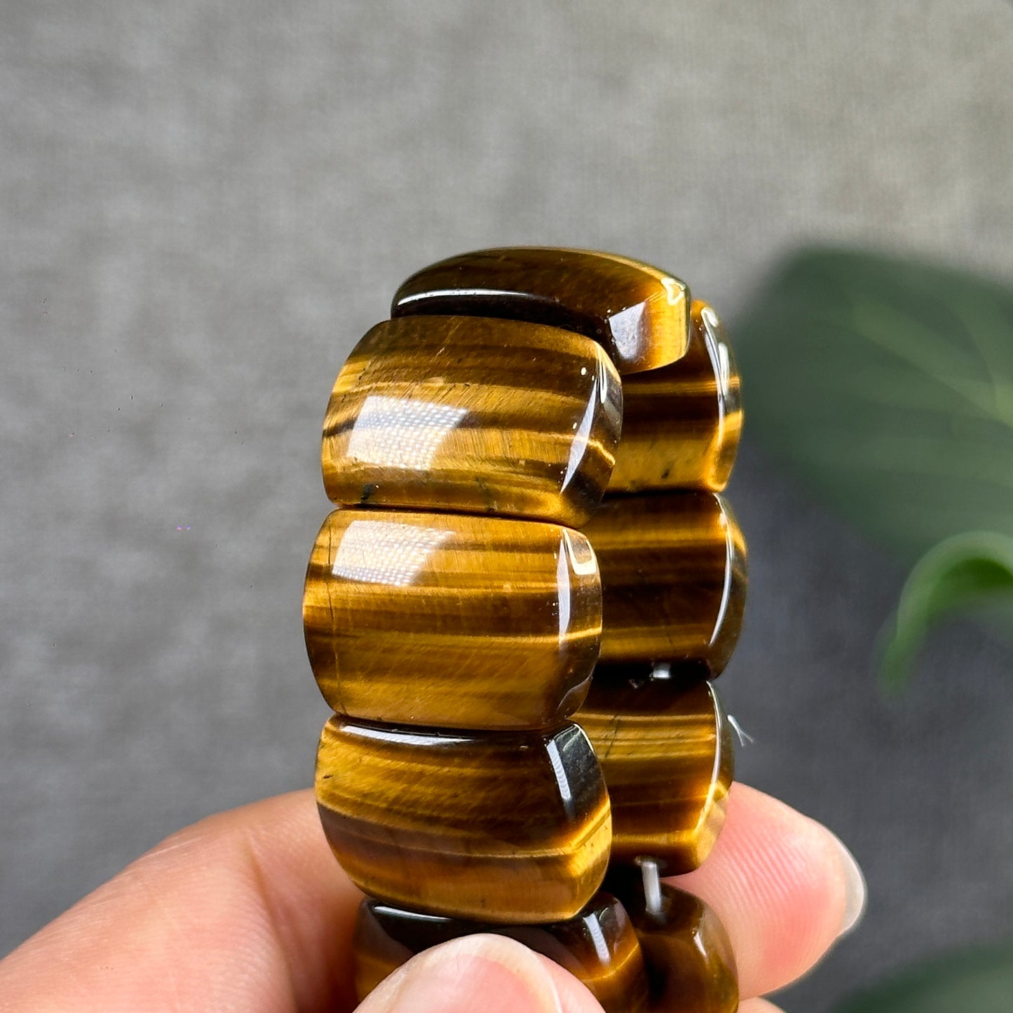 Natural Tiger Eye Flat Style Bracelet Vertical