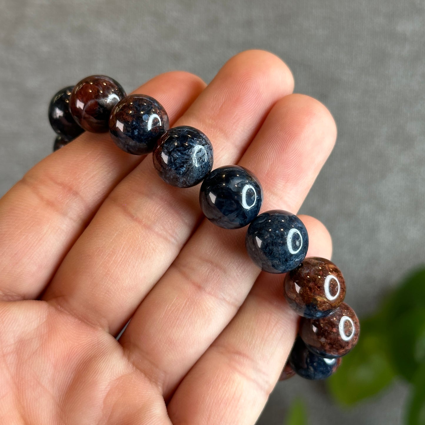 Burgundy Blue Natural Pietersite Bracelet size 12.5 mm