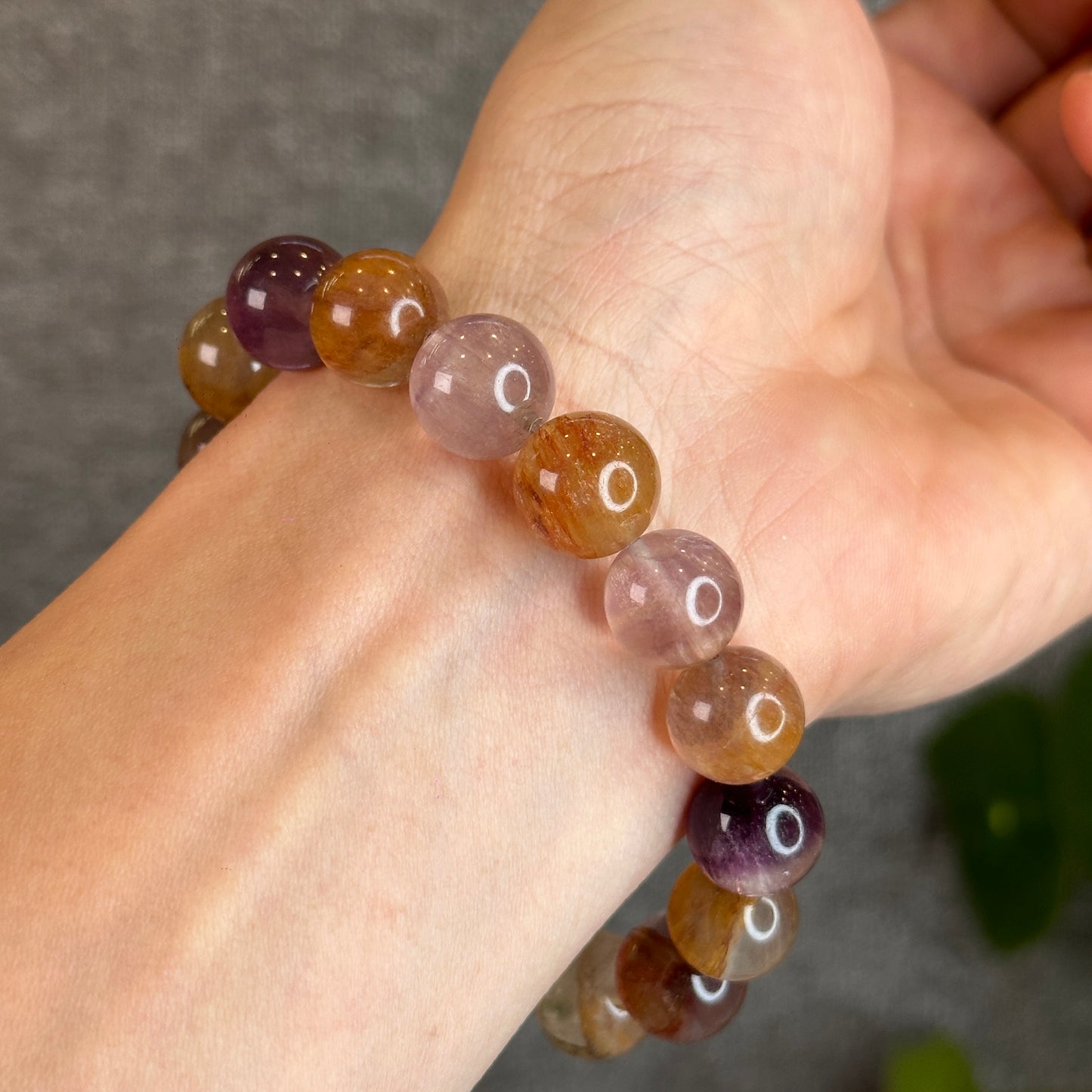 Natural Aura Fluorite Bracelet Size 12.5 mm