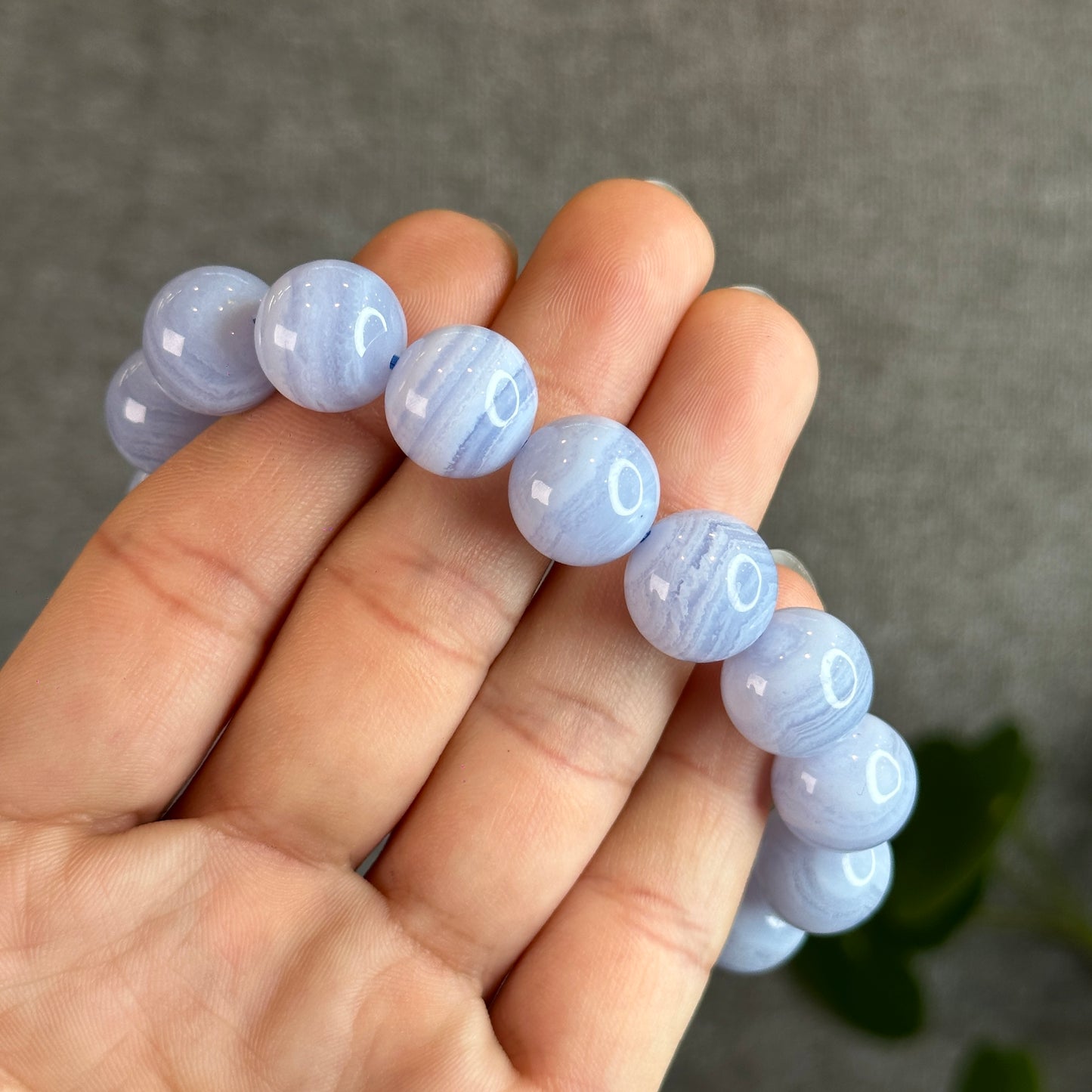 Natural Blue Lace Agate Bracelet Size 13.8 mm