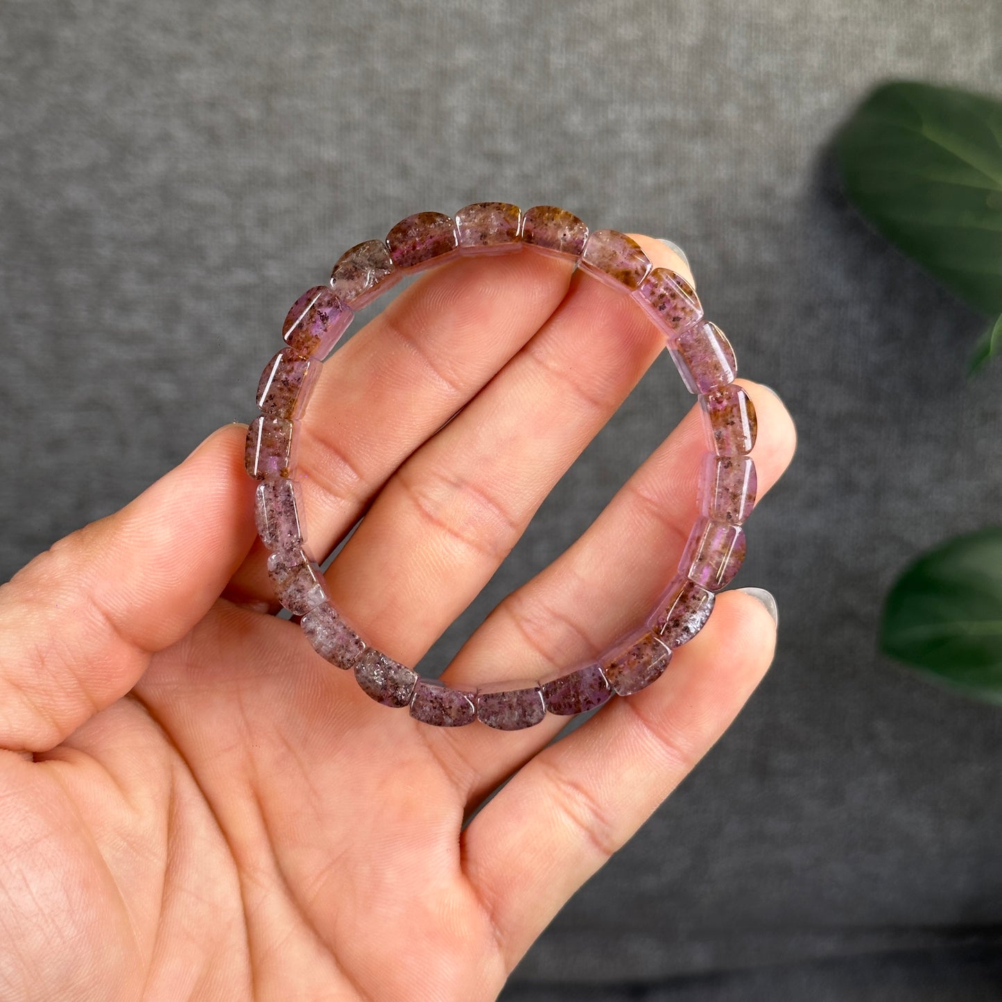 Natural Amethyst Cacoxenite Bracelet Size 14.3 mm