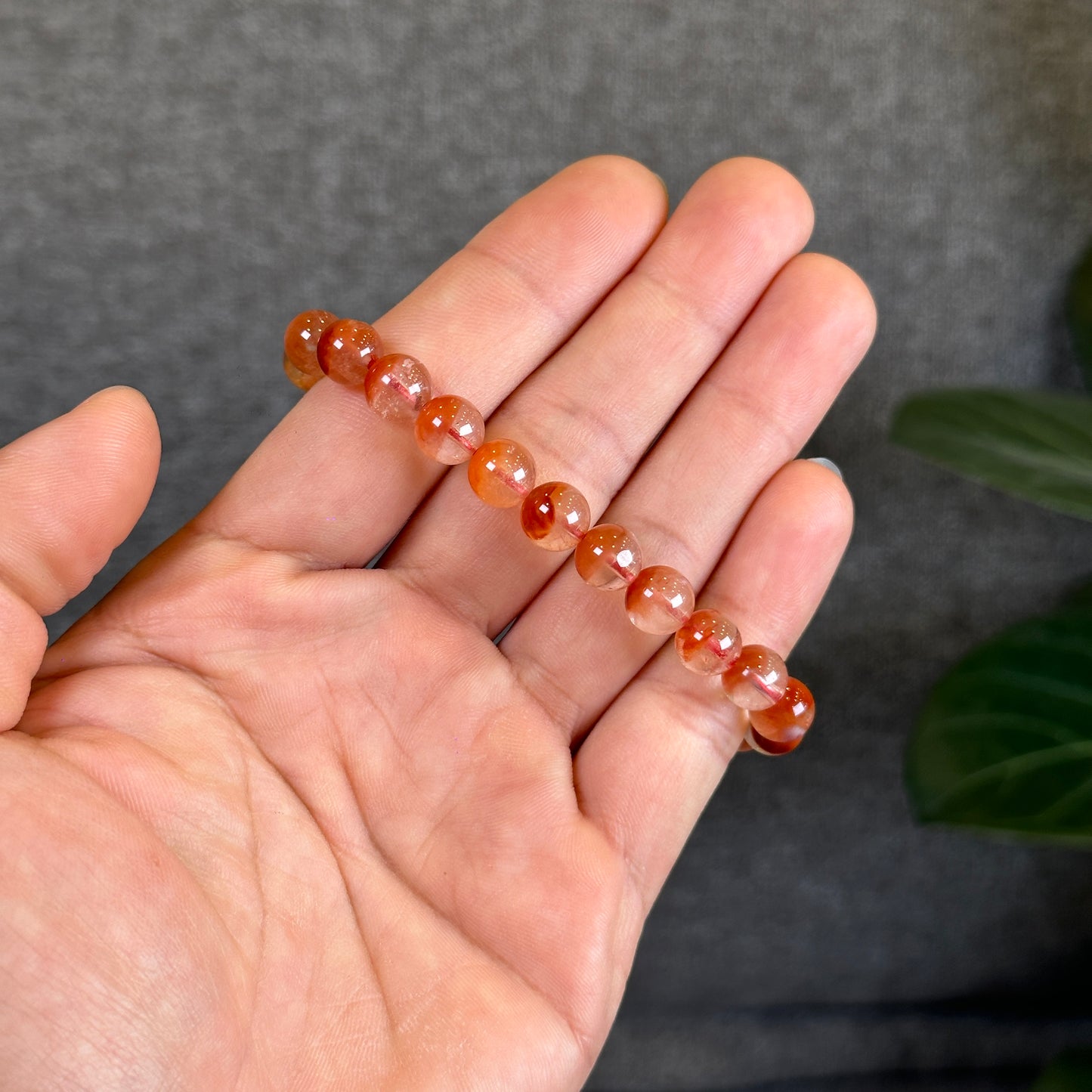 Natural Red Amphibole Bracelet Size 8.2 mm