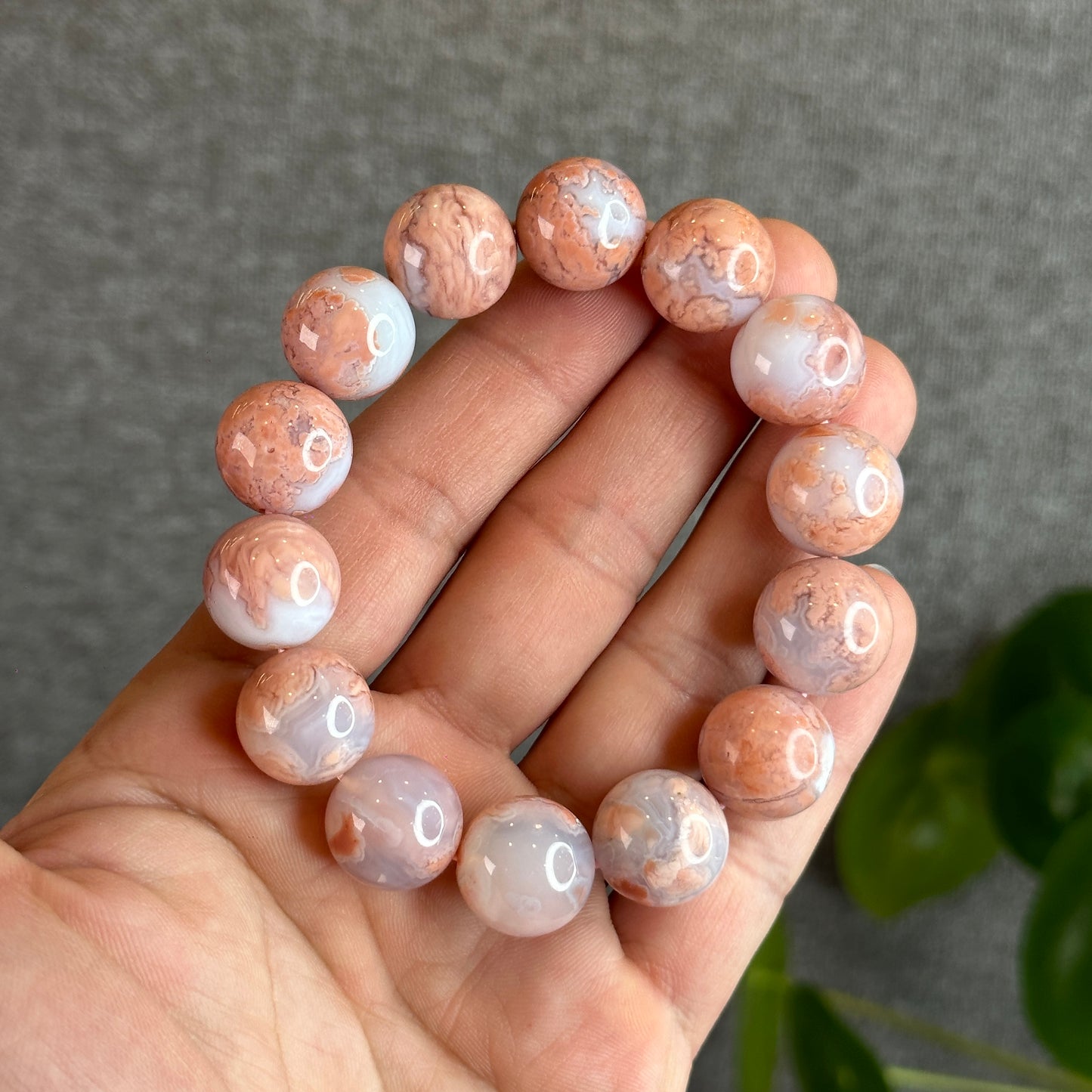 Natural Rose Agate Bracelet Size 15 mm