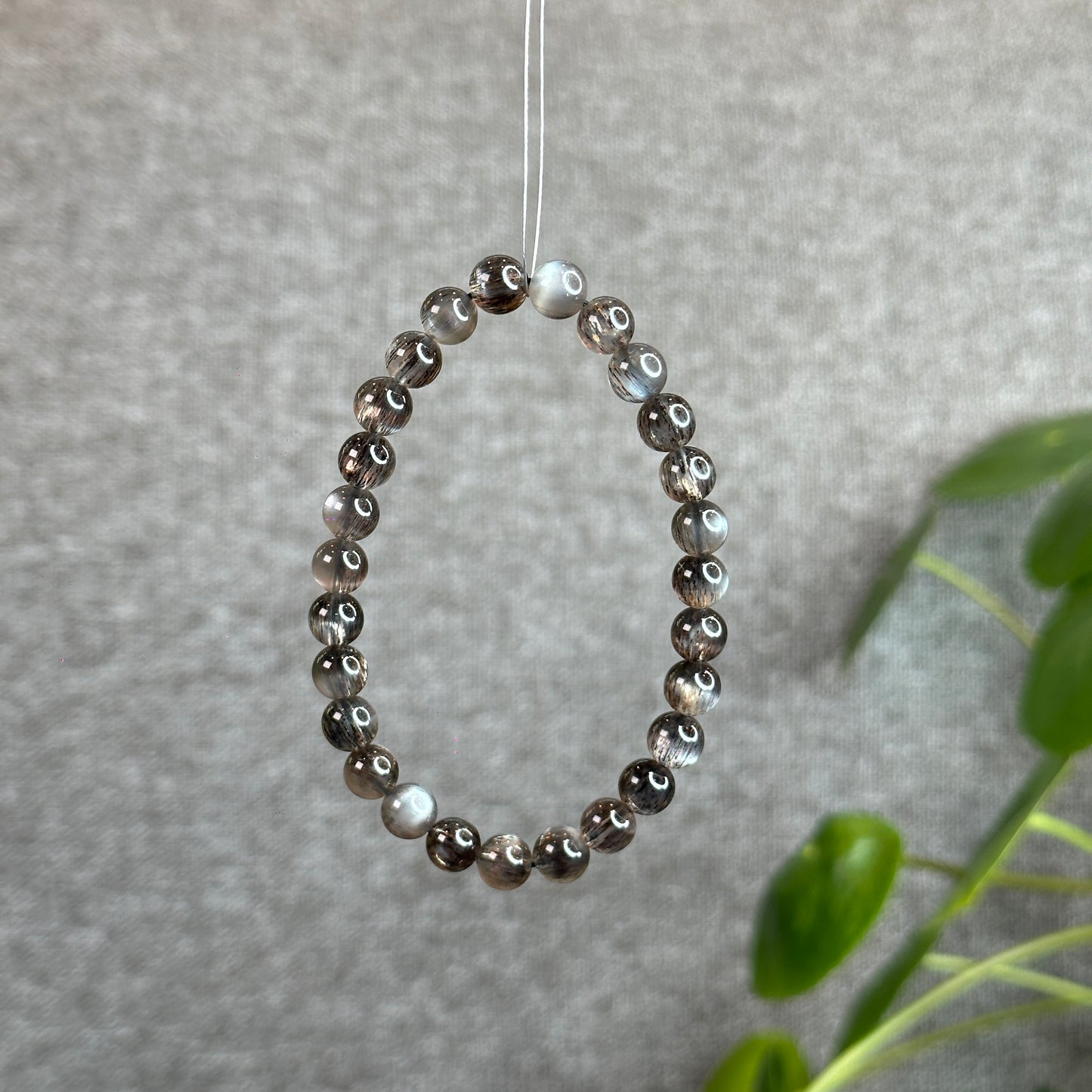 Natural Black Skeletal Sunstone Bracelet Size 7 mm