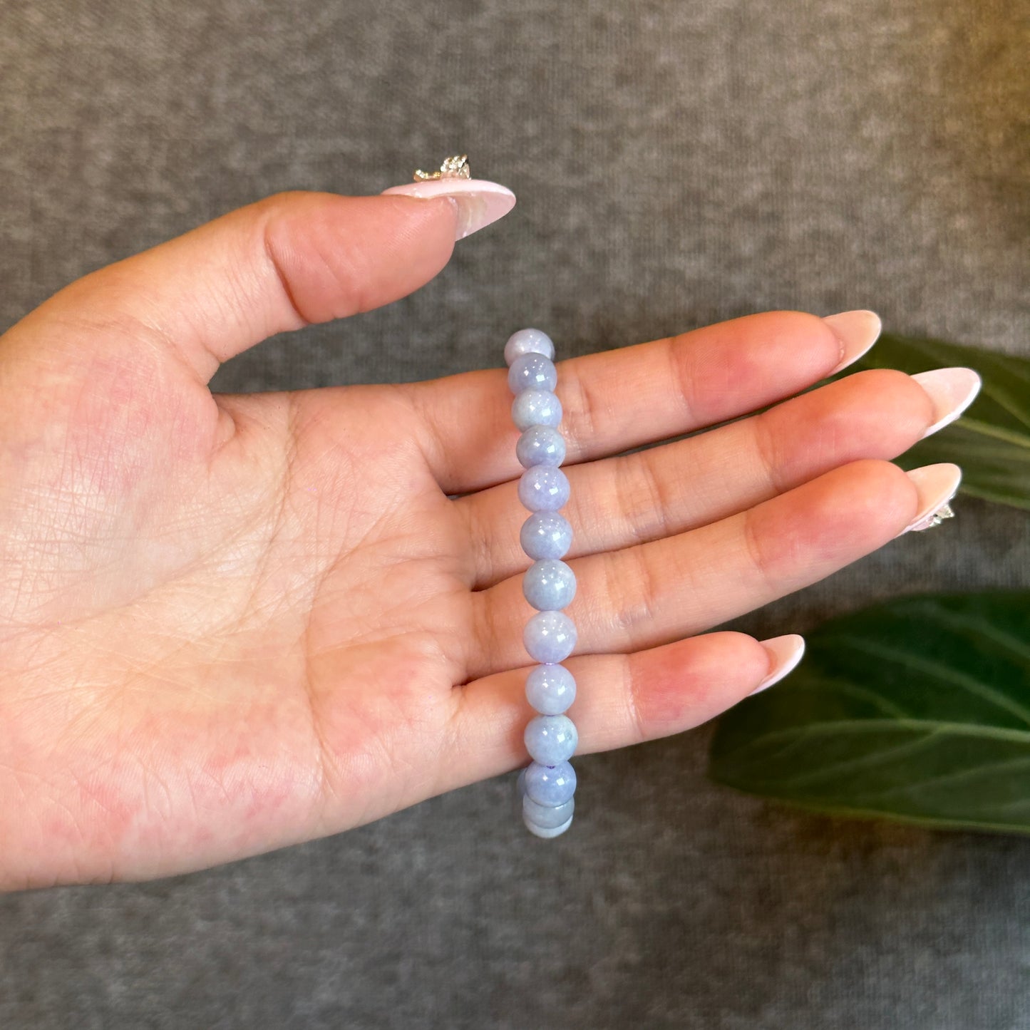 Natural Lavendar Jade Bracelet Size 7.5 mm