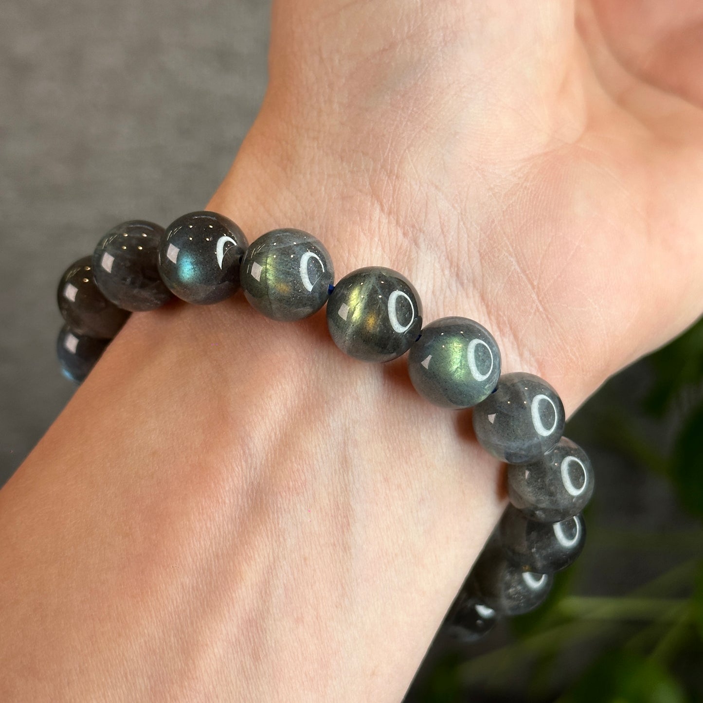 Natural Dark Galaxy Labradorite Bracelet Size 12 mm