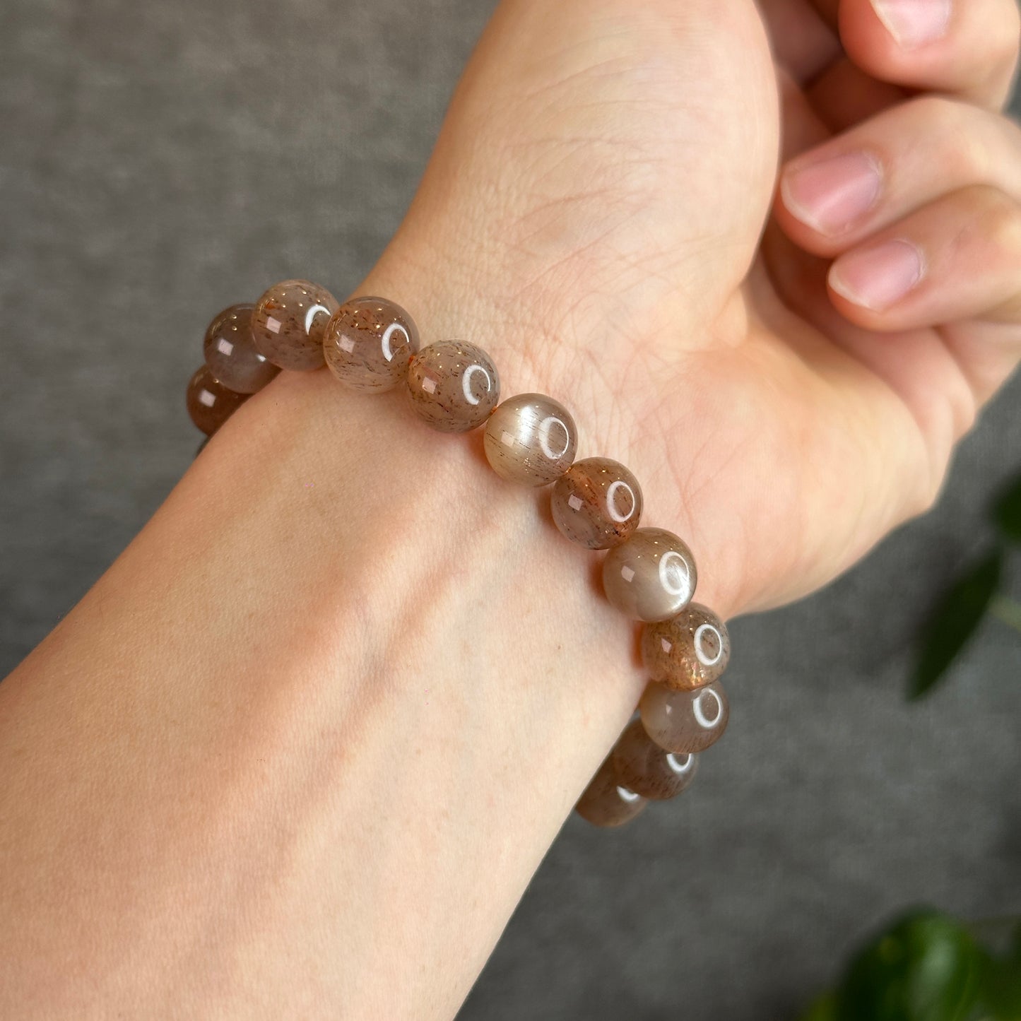 Natural Golden Skeletal Sunstone Bracelet Size 10 mm