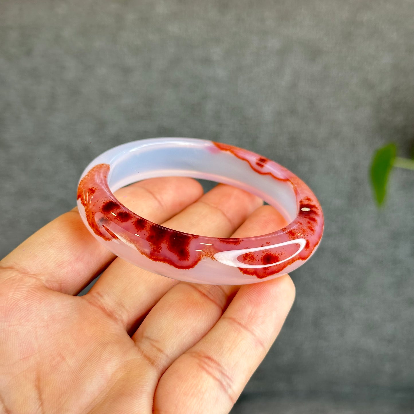 Natural Cinnabar Agate Bangle Size 53.5 mm