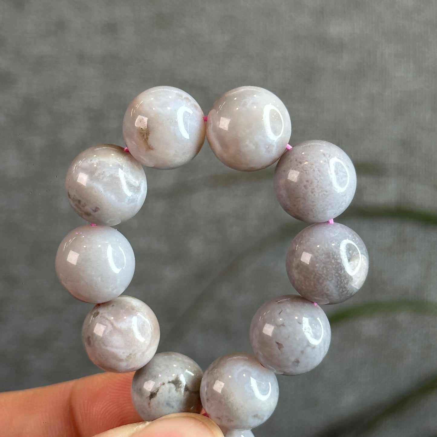 Natural Purple Floral Agate Bracelet Size 11.5 mm