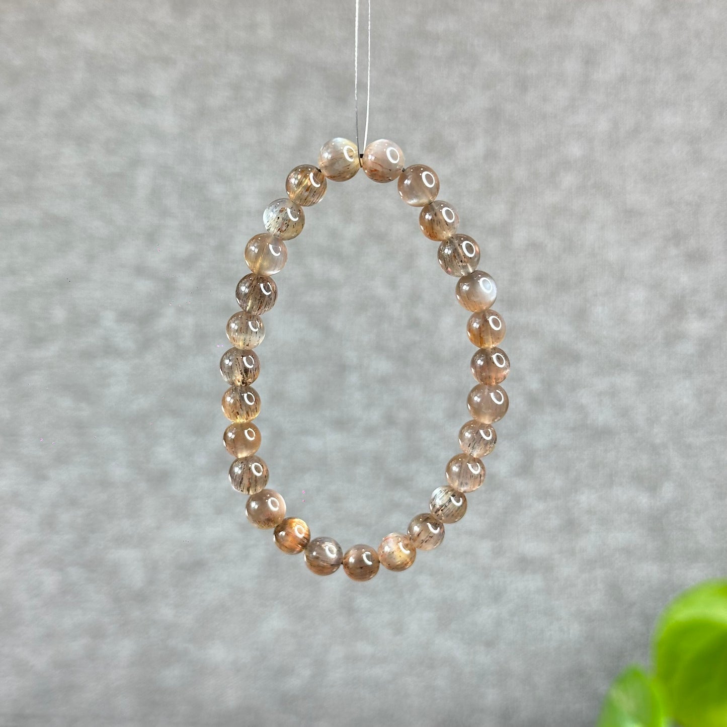 Natural Rutilated Brown Moonstone Bracelet Size 6.5 mm