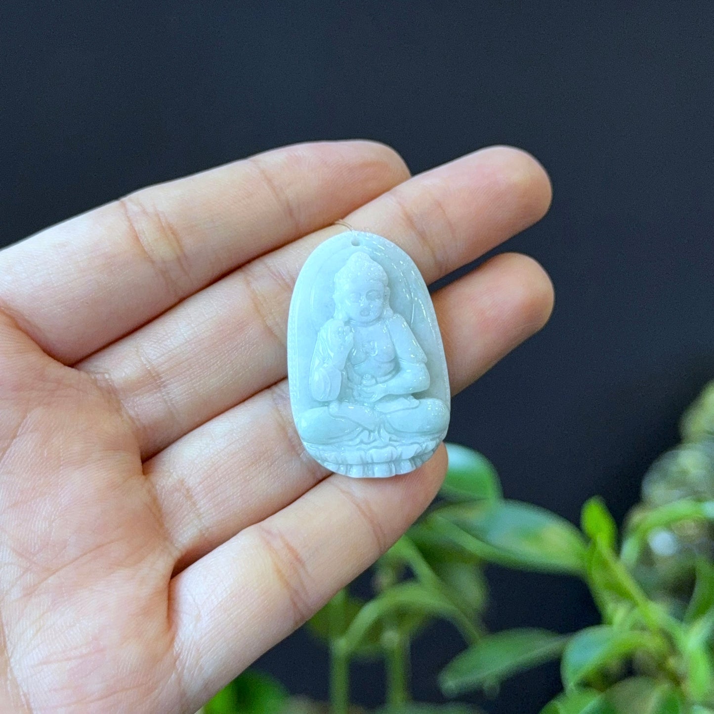 Sakyamuni (Adida) Buddha Natural Jadeite Jade Pendant - Year of Dog and Pig
