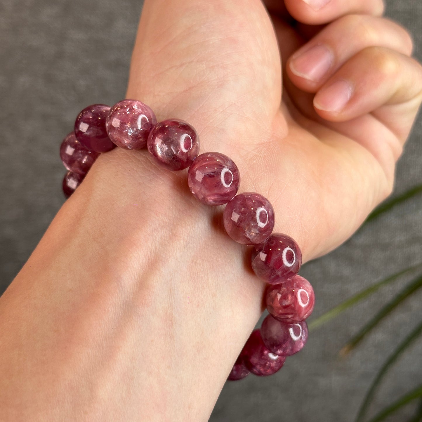Dark Pink Natural Muscovite Bracelet Size 12.5 mm
