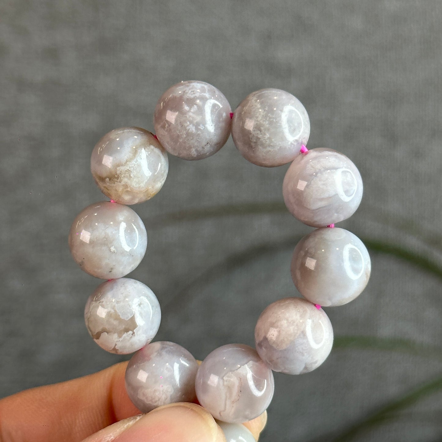 Natural Purple Floral Agate Bracelet Size 11 mm