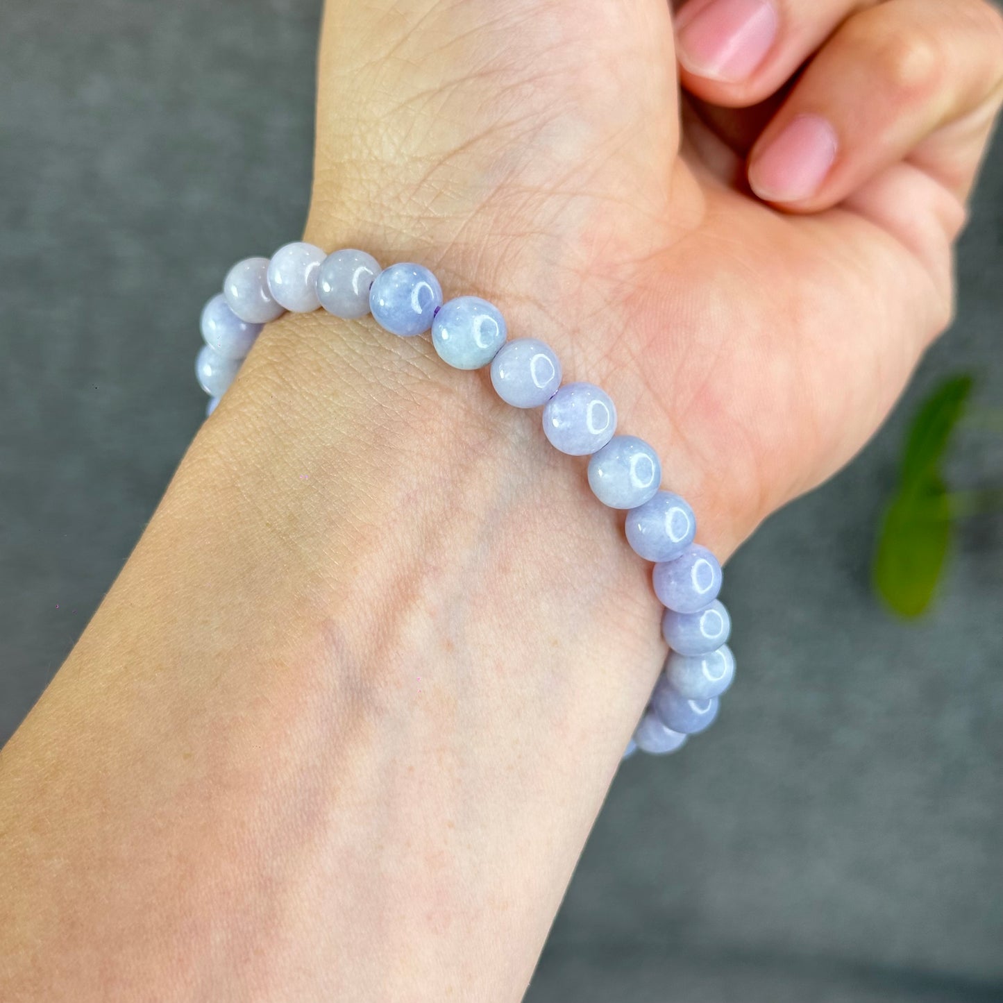 Natural Lavendar Jade Bracelet Size 7.5 mm