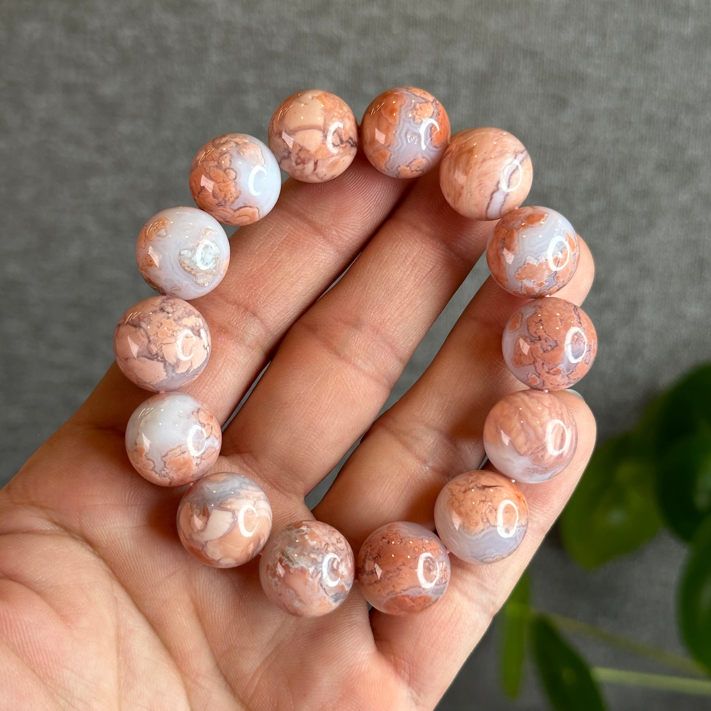 Natural Rose Agate Bracelet Size 15 mm