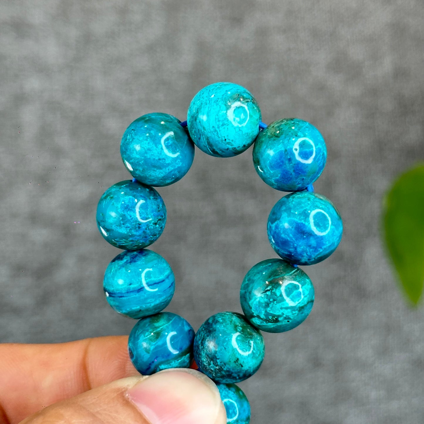 Aqua Blue with Copper Natural Chrysocolla Bracelet Size 11.5 mm