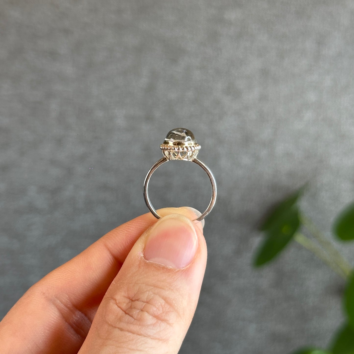 Oval Natural Landscape Quartz Ring in Silver Setting Size 1.7