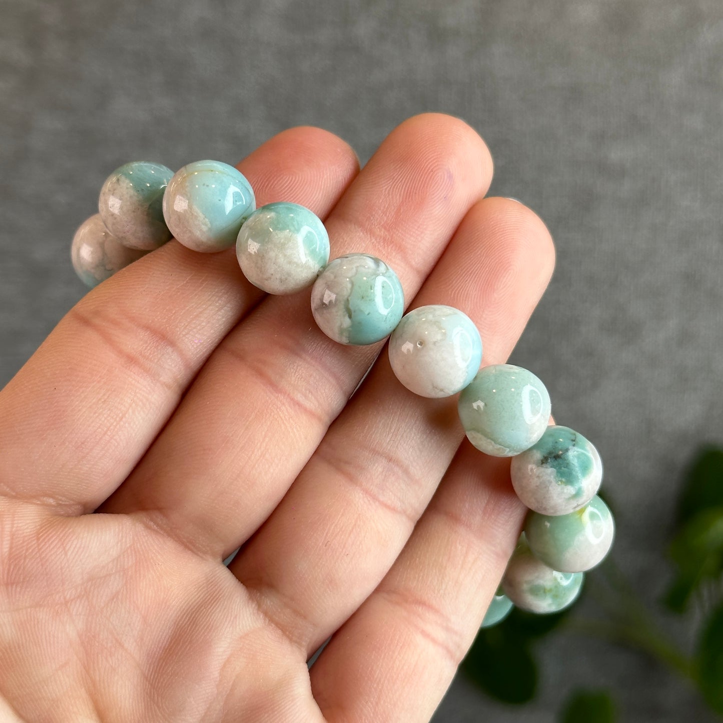 Tiffany Green Natural Floral Agate Bracelet Size 12.3 mm